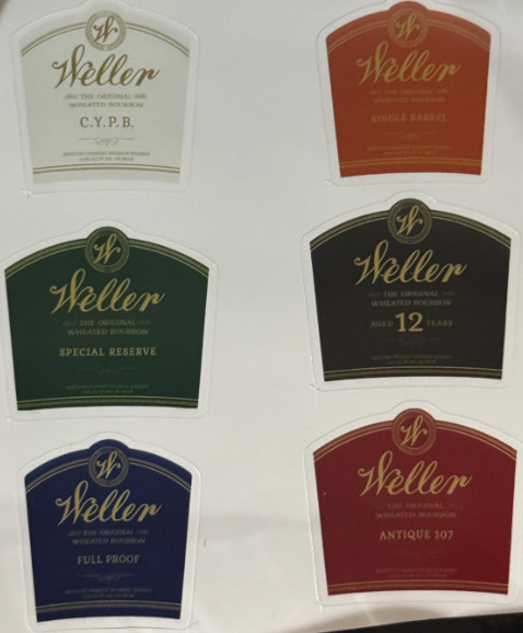 Weller Wheated Bourbon Mini Taster Bottle Labels – Full Set Of 6 Labels