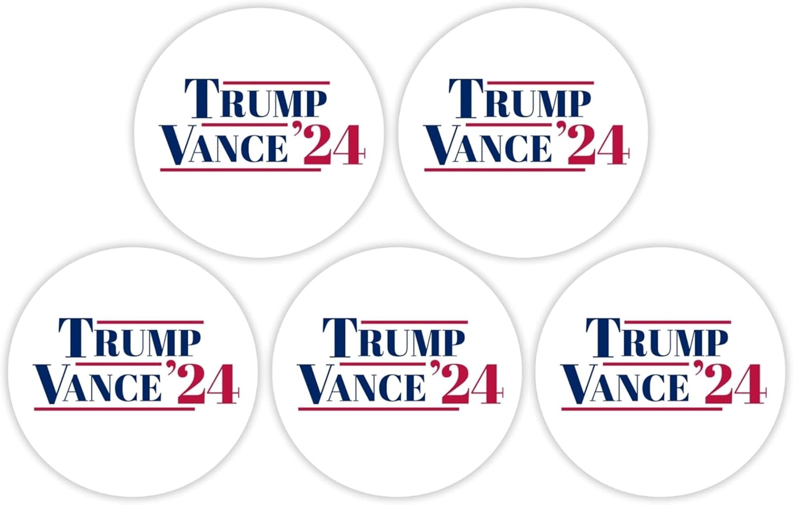 Mini White Vintage Trump Vance 2024 Campaign Car Magnet 3-1/2 Inch Pack of 5