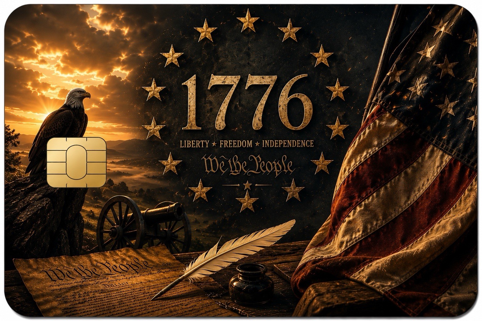 1776 Patriotic Credit Card Skin Sticker | American Flag Liberty Eagle USA