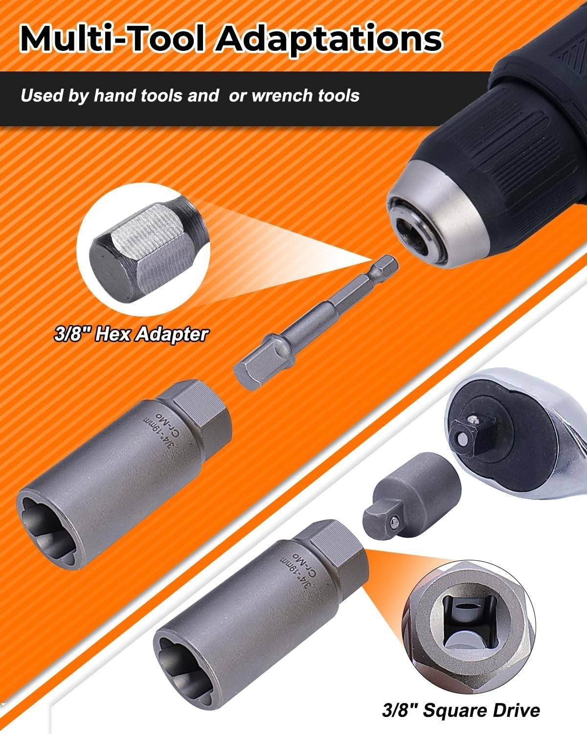 Deep Bolt Extractor Set,16 PCS Impact Bolt & Nut Remover Set, Stripped Lug Nut