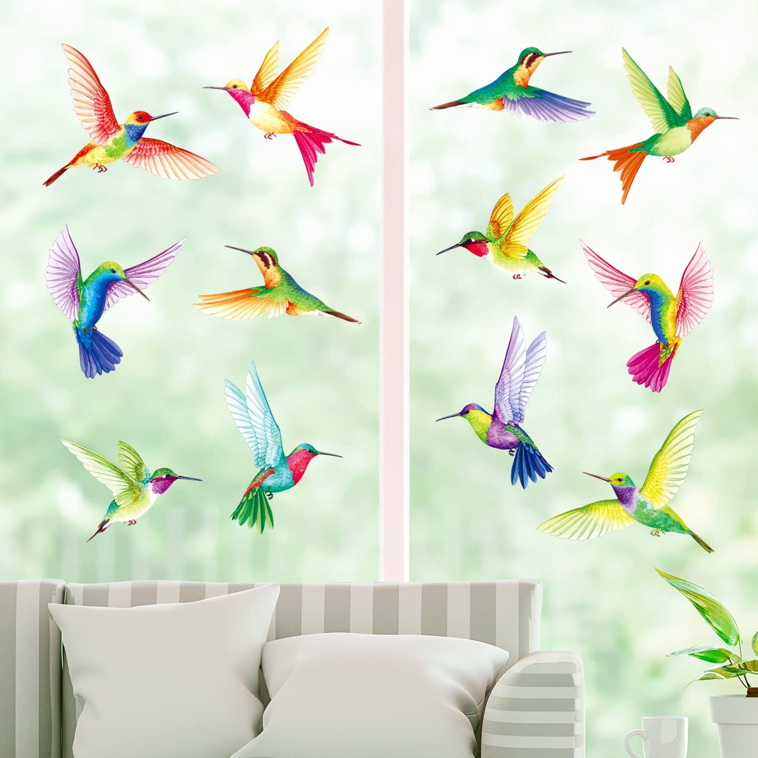 DS-8060 Tropical Flowers and Hummingbirds Wall Decals Stickers Room Bedroom L…