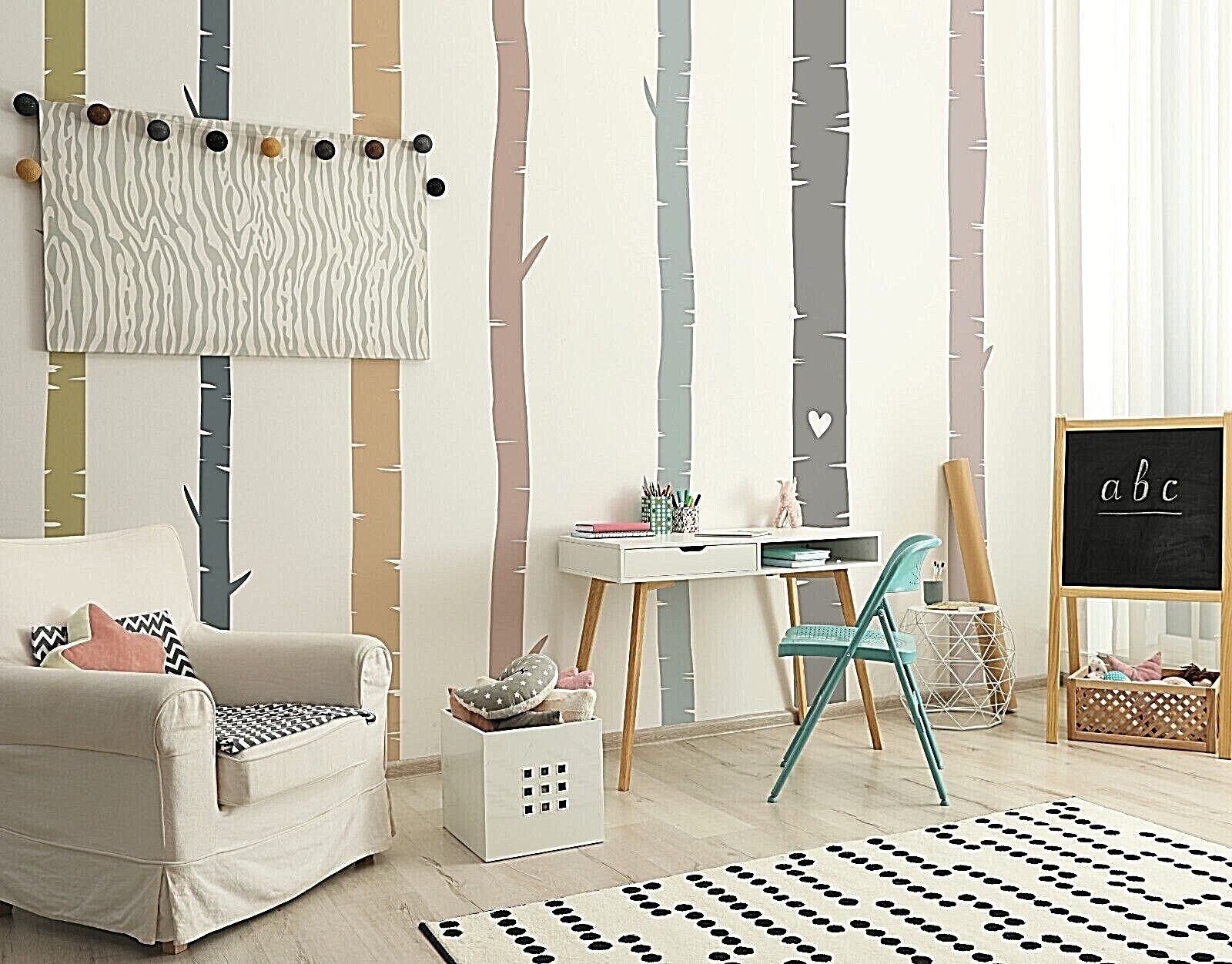 Colorful Birch Tree Wall Rainbow Wall Decals, Stickers, Wall Art Decoration 461