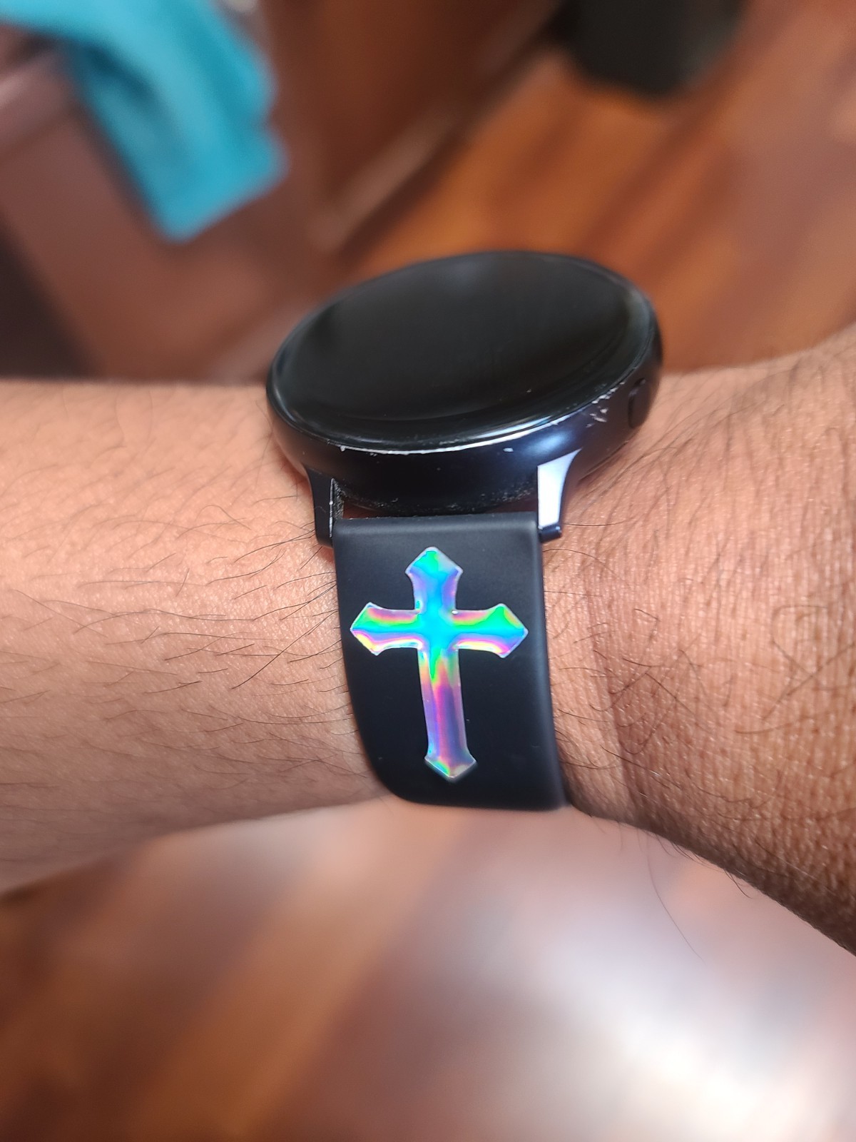 Holographic Religious Resin Cross Mini Decal Stickers Oil Slick Shine (1-inch)