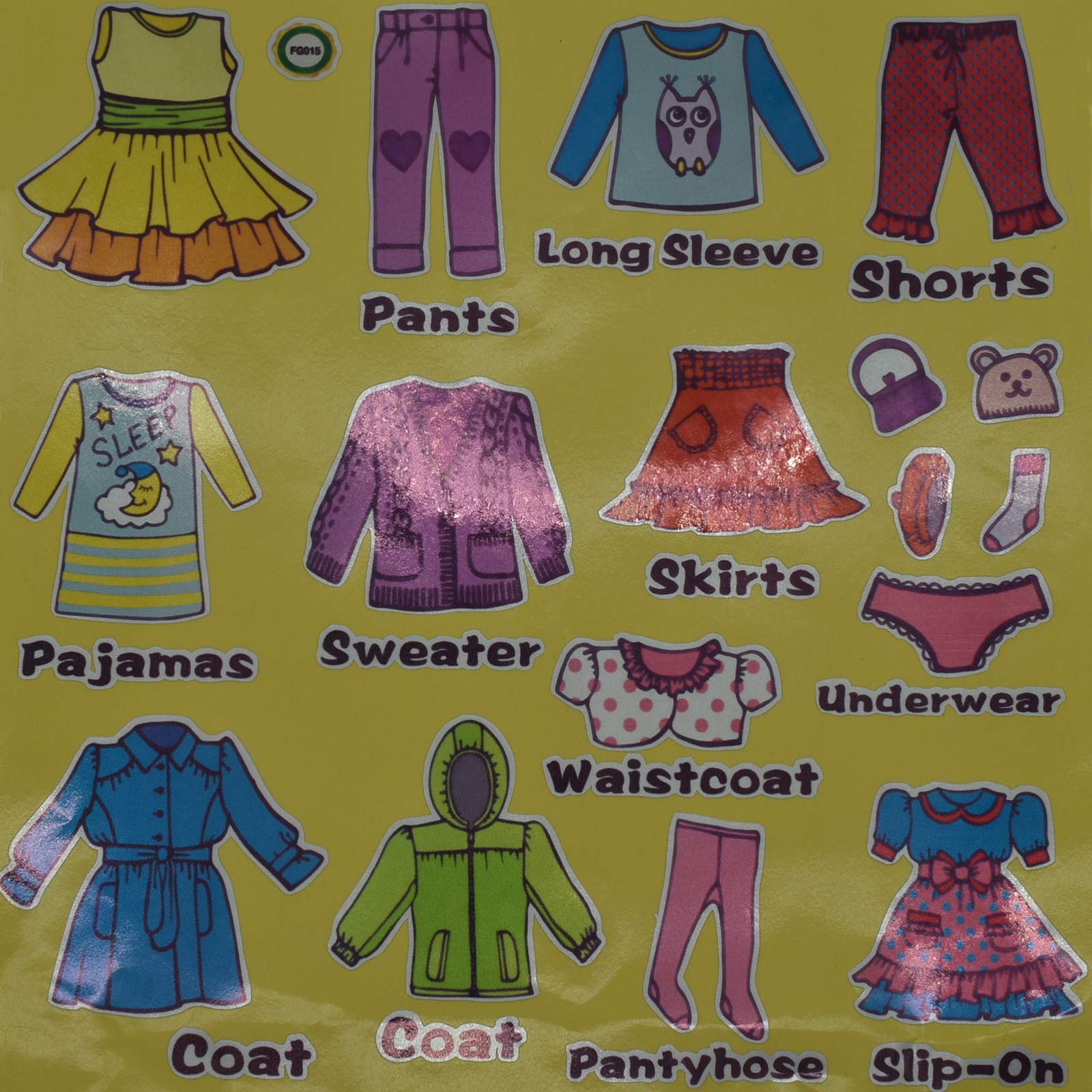 2 Sheets（31 Count） Dresser Clothing Decals 11 inch Boys Girls Clothing Sort W…