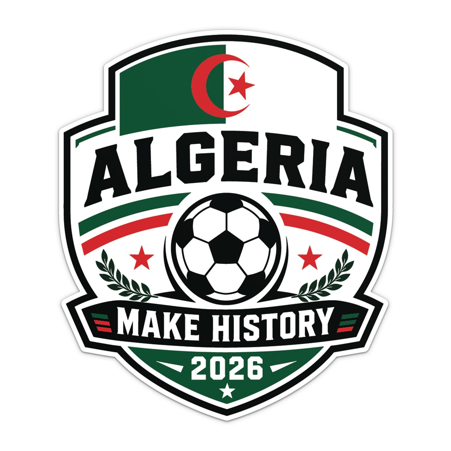Algeria Flag Football Soccer World Cup 2026 Sticker Car Bumper Viny Decal