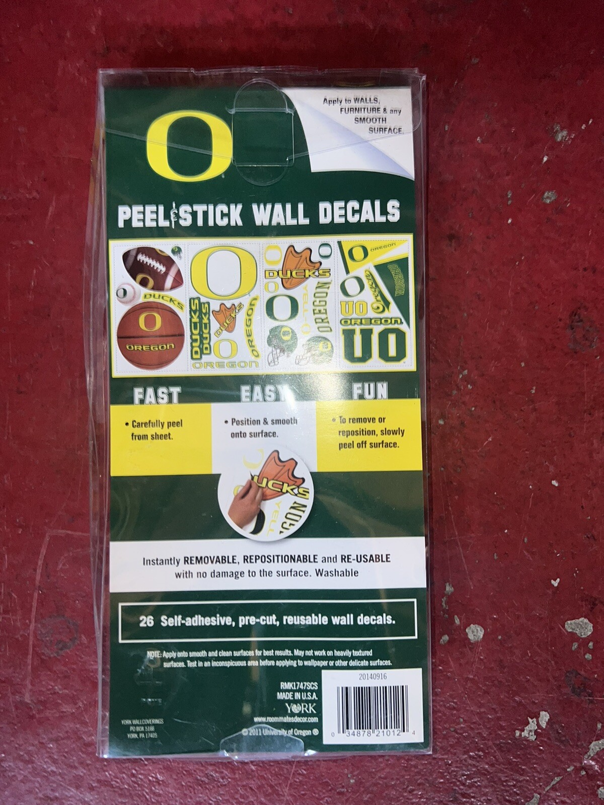 OREGON DUCKS Peel/Stick Wall Decals Easy Reusable 26 Designs, College Football