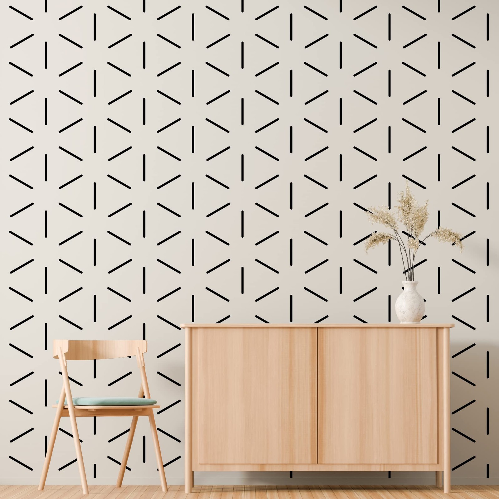 Black Hexagon Geometric Lines Wall Decals, 360pcs Peel and Stick Modern Wall …