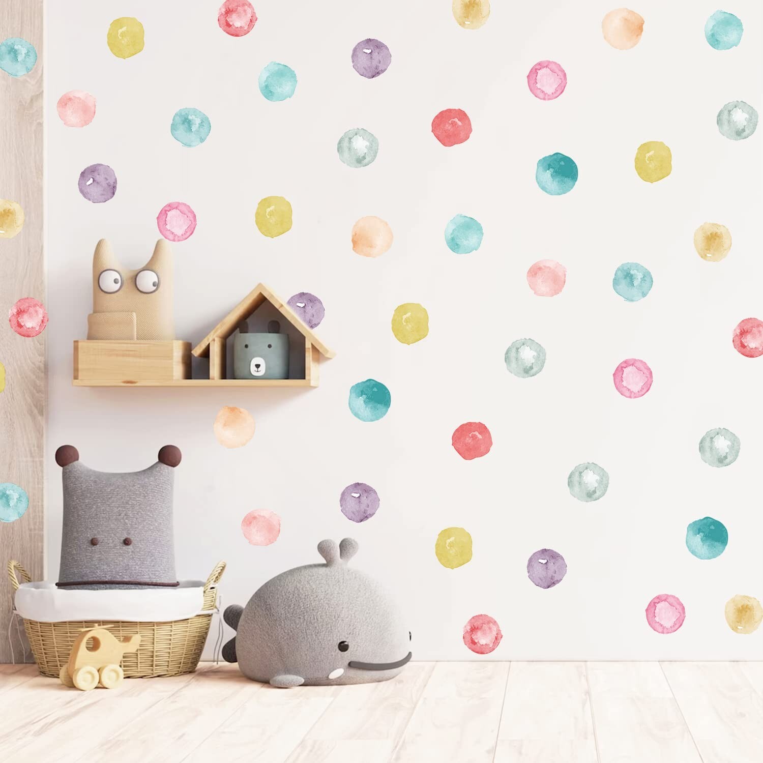 Polka Dot Wall Decals Removable Watercolor Colorful Wall Sticker for Kids Bab…