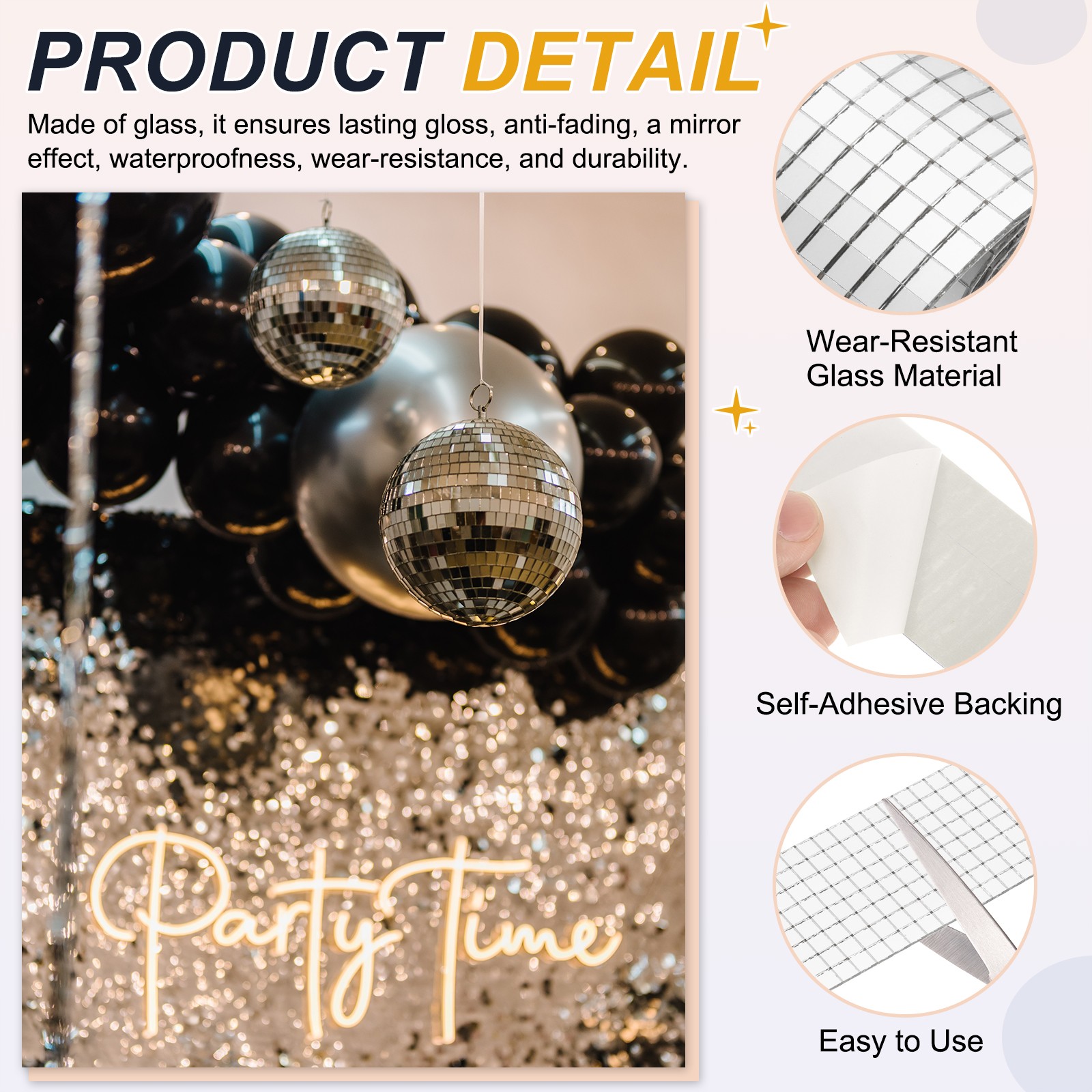 5x5mm Self Adhesive Mirrors Mosaic Tiles, 3840 Pcs Mosaic Sticker, Silver Tone