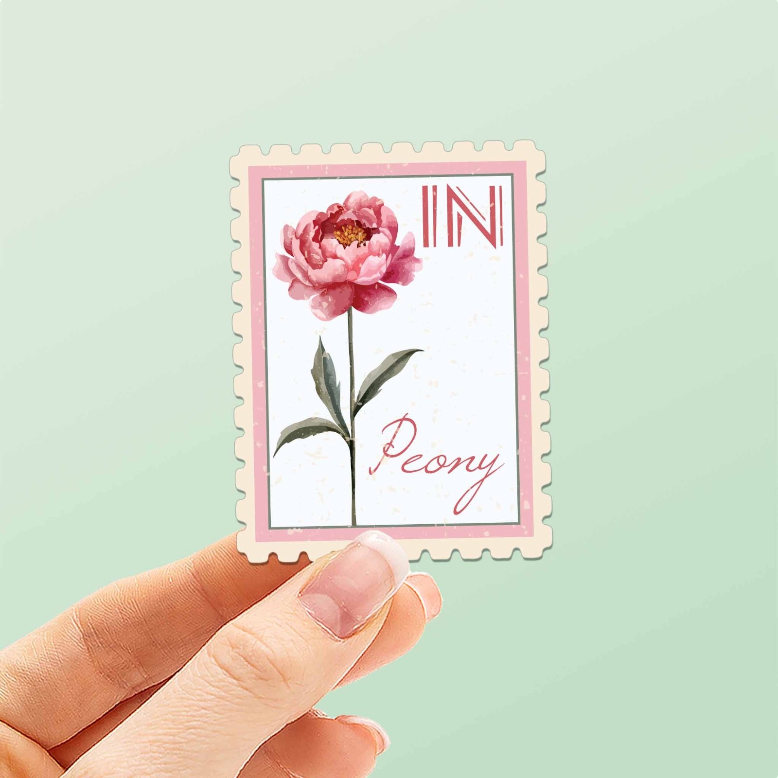 Indiana State Flower Peony Sticker – IN Vintage Stamp Decal for Laptop