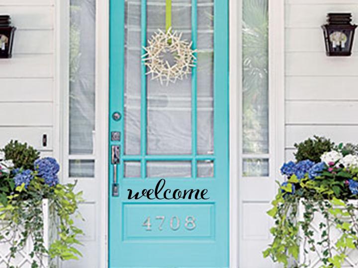WELCOME Front Door Entrance Wall Decal Words Lettering Home Decor Vinyl Sticker