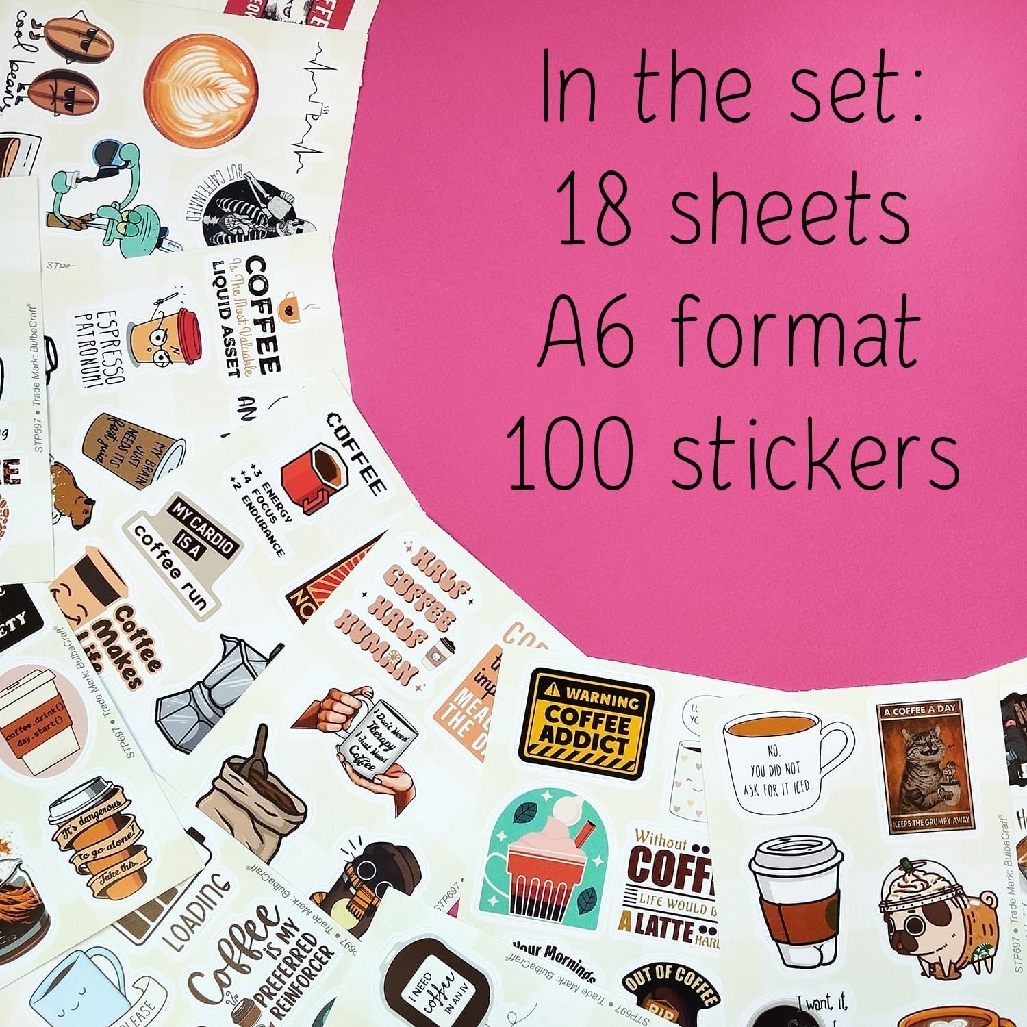 Universal 100Pcs Vinyl Coffee Stickers – Fun Decals for Planners, Laptops & More