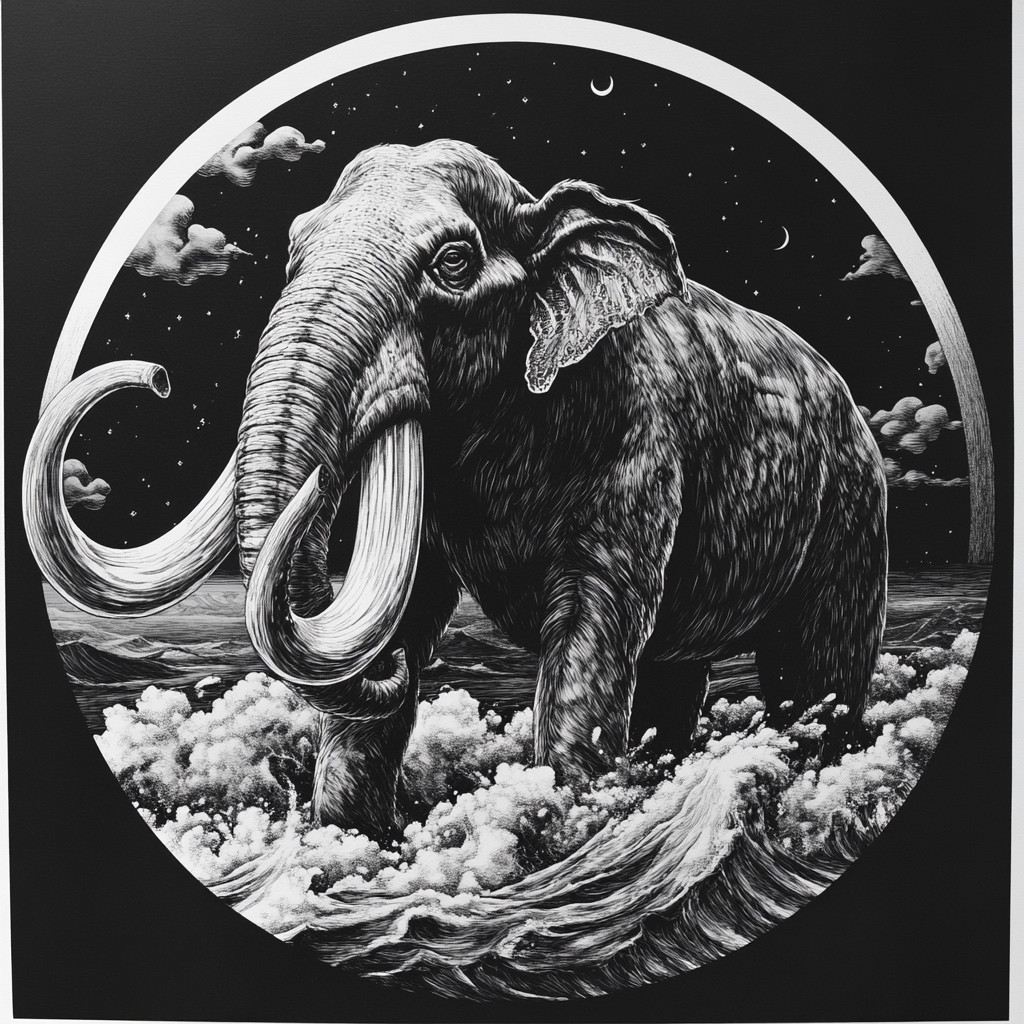 Wall Decal Sticker Mammoth Illustration Wall Sticker 18X18cm Large