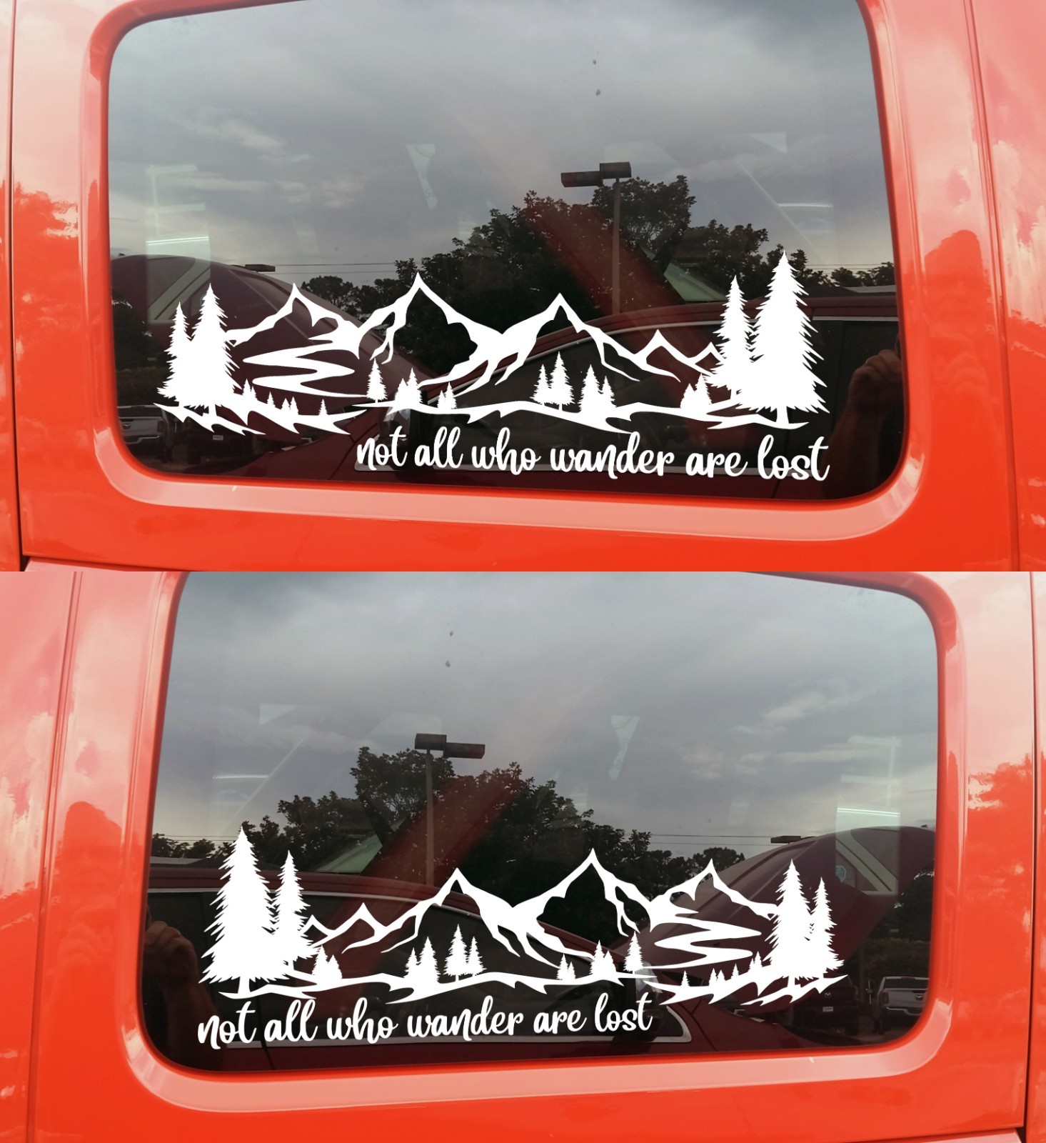 Mountain Scene Trees Decal Not All Who Wander Are Lost V1 RV Camper Truck