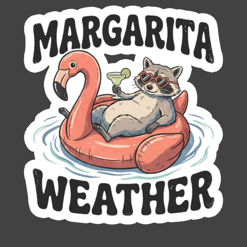 Raccoon Sticker Vinyl Decal Margarita Weather Summer Pool Party Funny