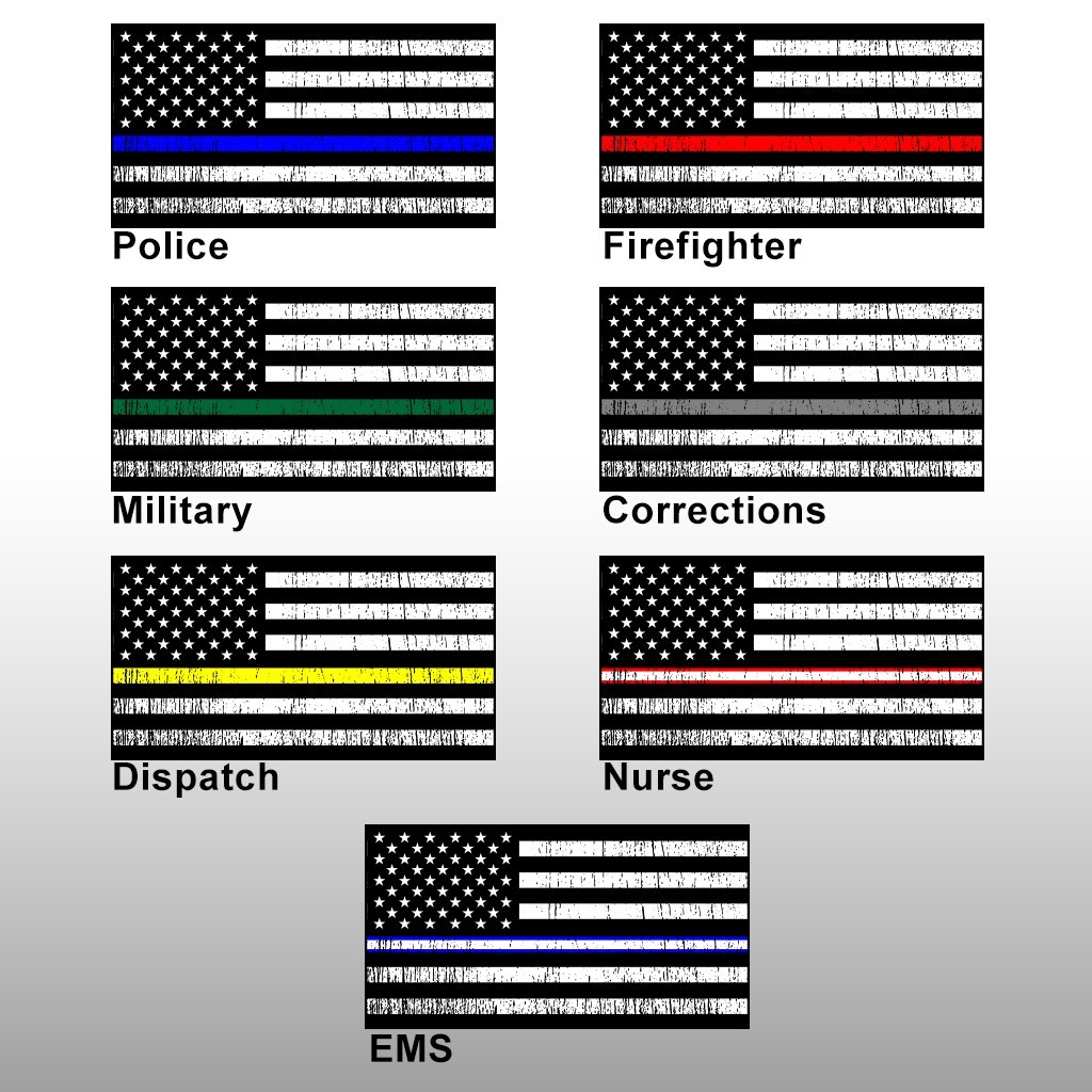 Pack of 4 First Responder USA Flags 3M Laminated 5 Year Durability Vehicle Decal