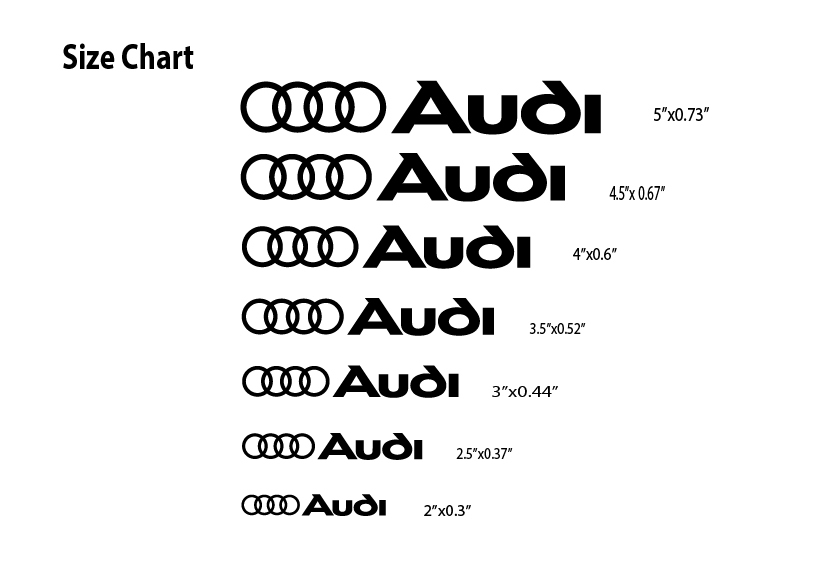Audi Wheels Decals Stickers or Door Handle Graphics Vinyl Emblem SET OF 8 ,2"-5"