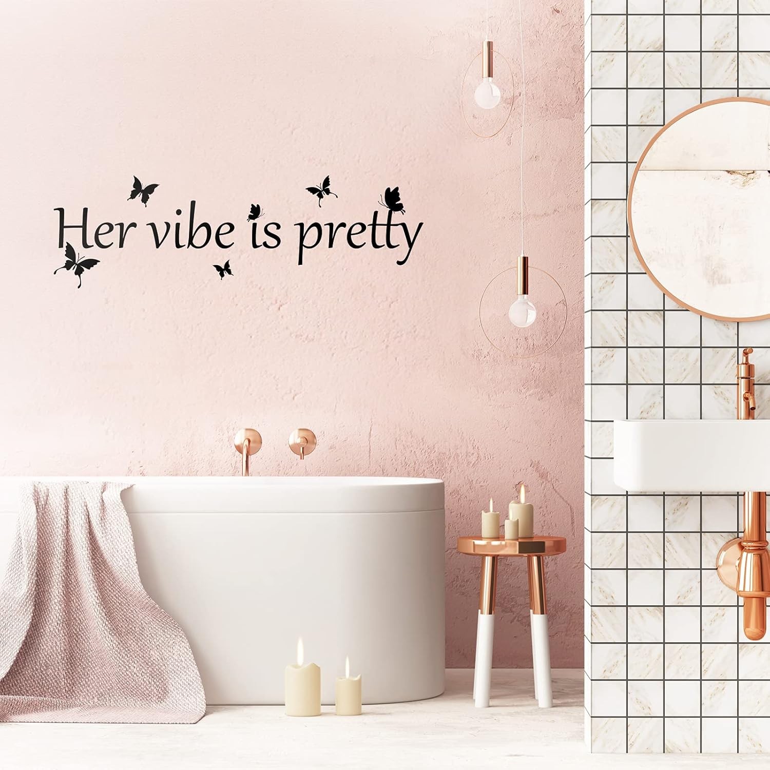 Her Vibe is Pretty Wall Decal Decor Vivid Butterflies Wall Sticker Inspirational