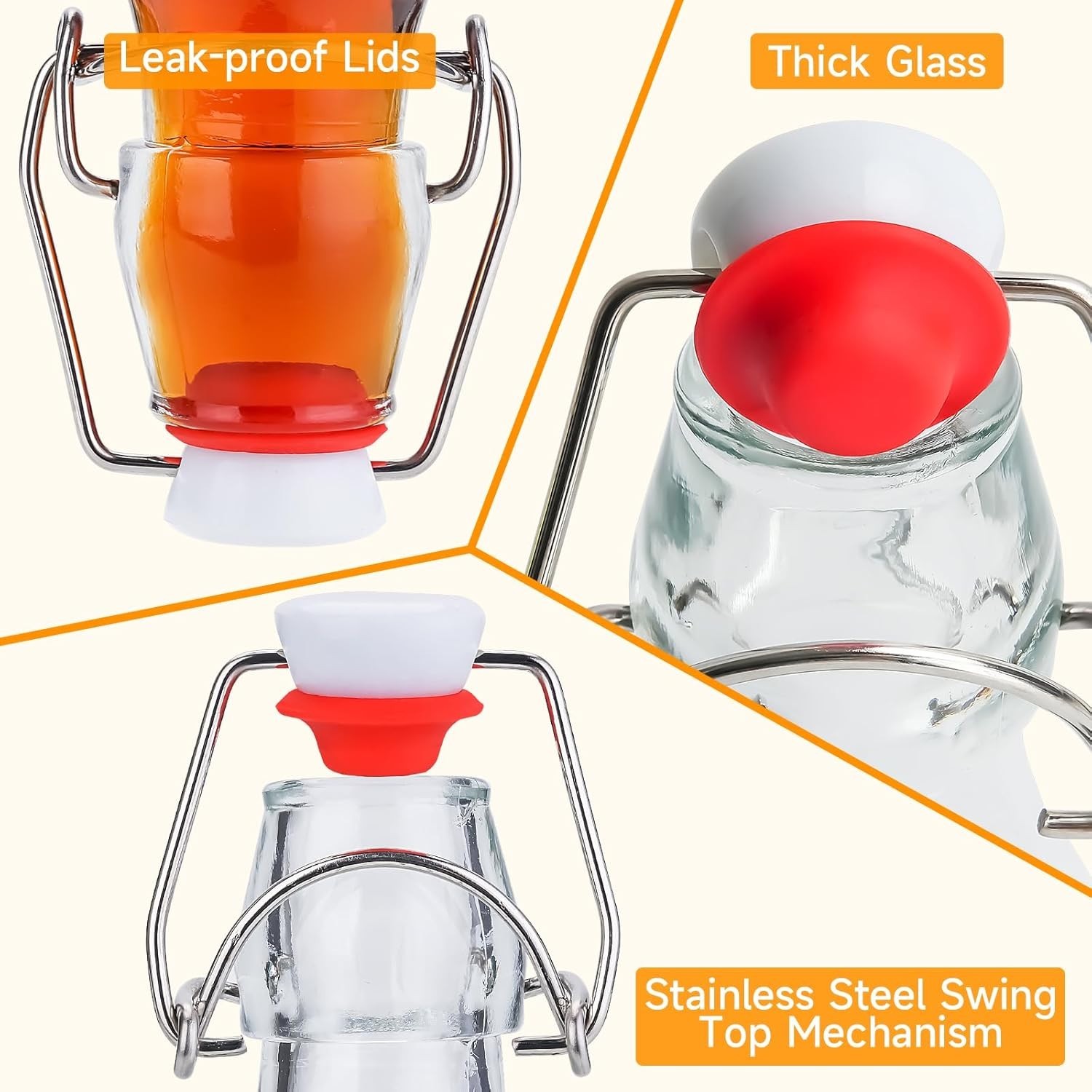Swing Top Glass Bottles [1 Liter / 33 fl. oz.] [Pack of 6] – Flip Top Coquito Bo