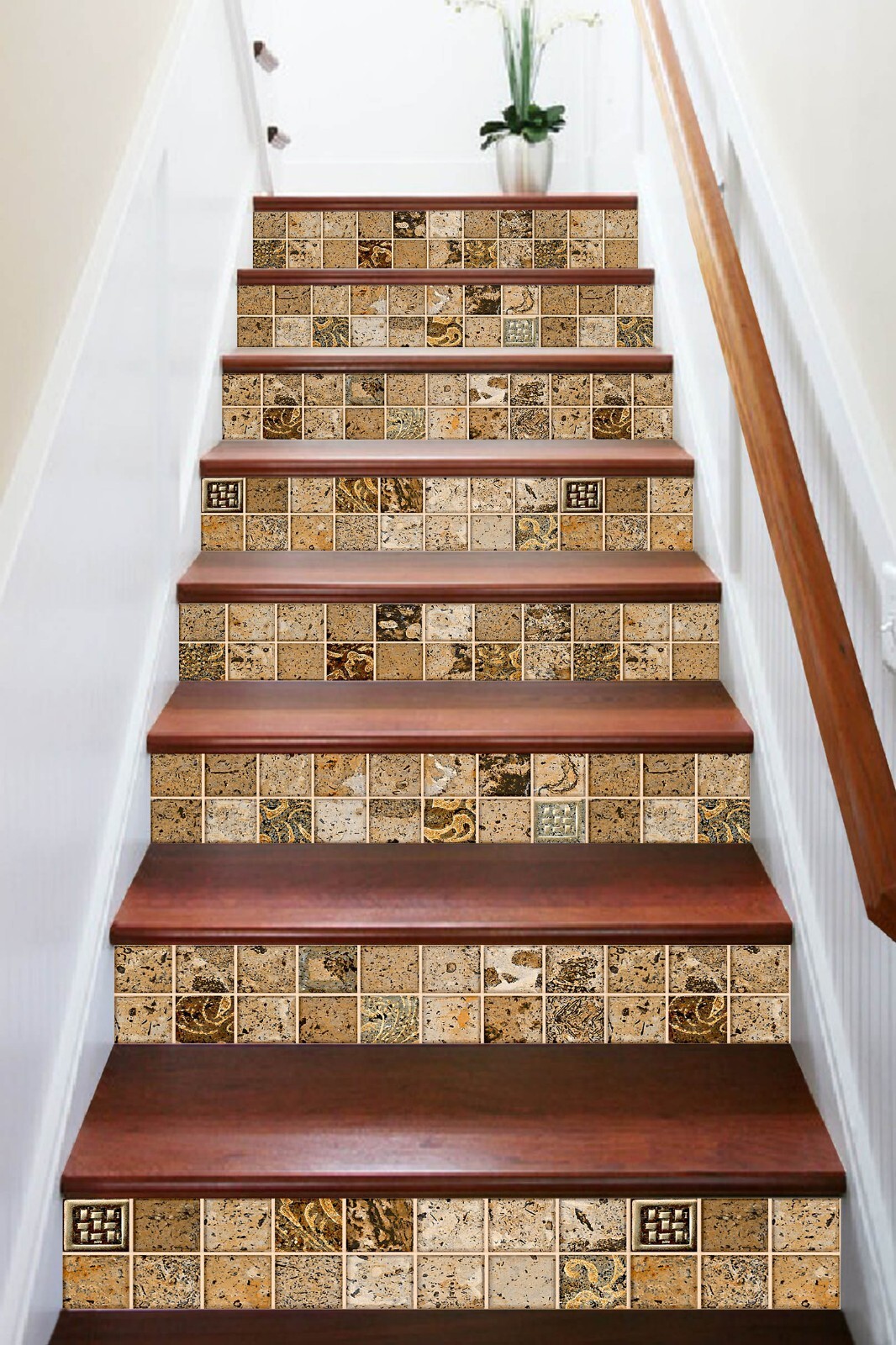 3D Brown Pattern ZHU318 Stairs Risers Decoration Photo Mural Vinyl Wallpaper Amy