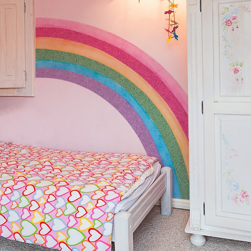 Large Rainbow Wall Sticker Decal PVC for Living Room Bedroom Pink Home Decor Art