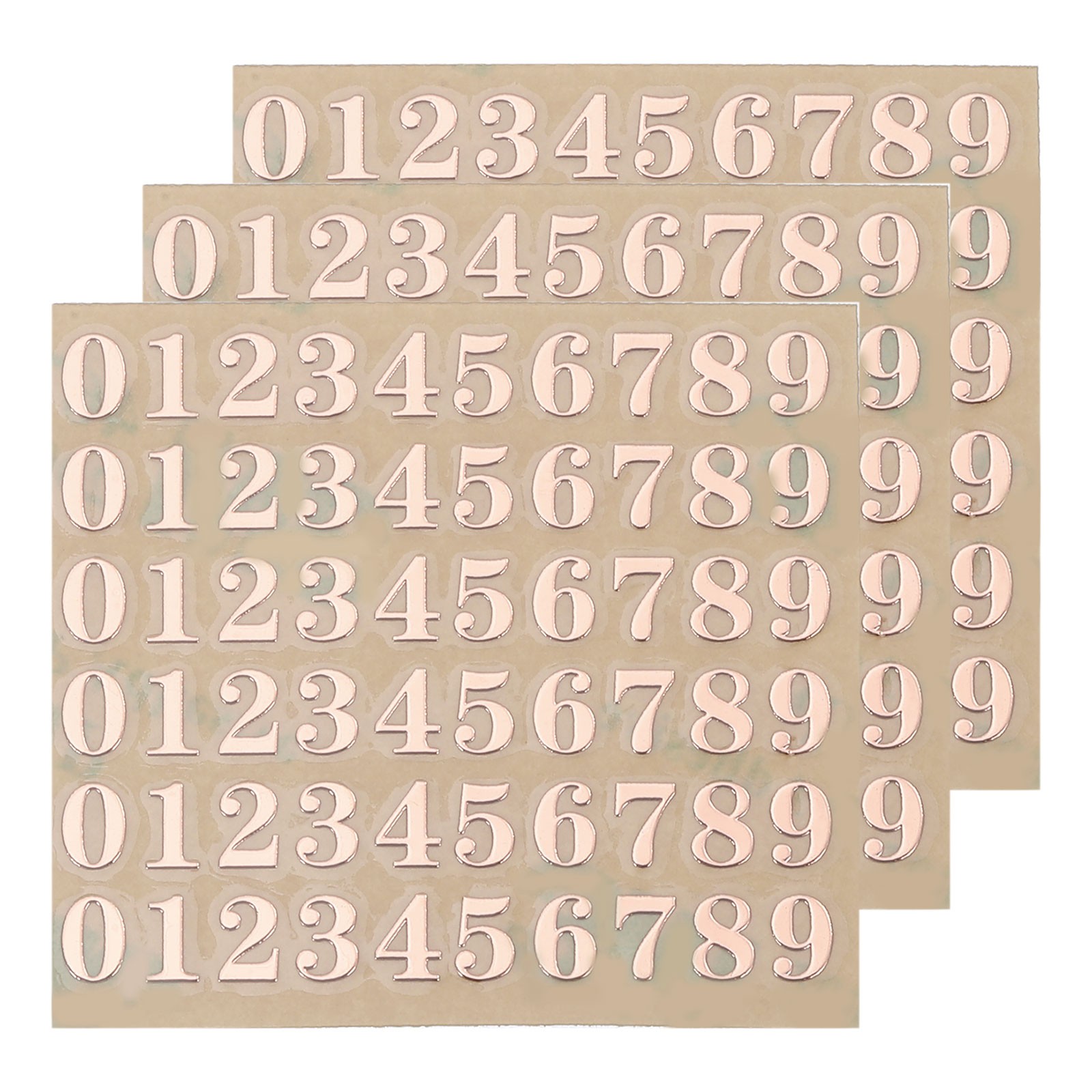 3 Sheets 4.5mm/0.18inch Mini Number Stickers, Number 0-9 Sticker, Rose Gold