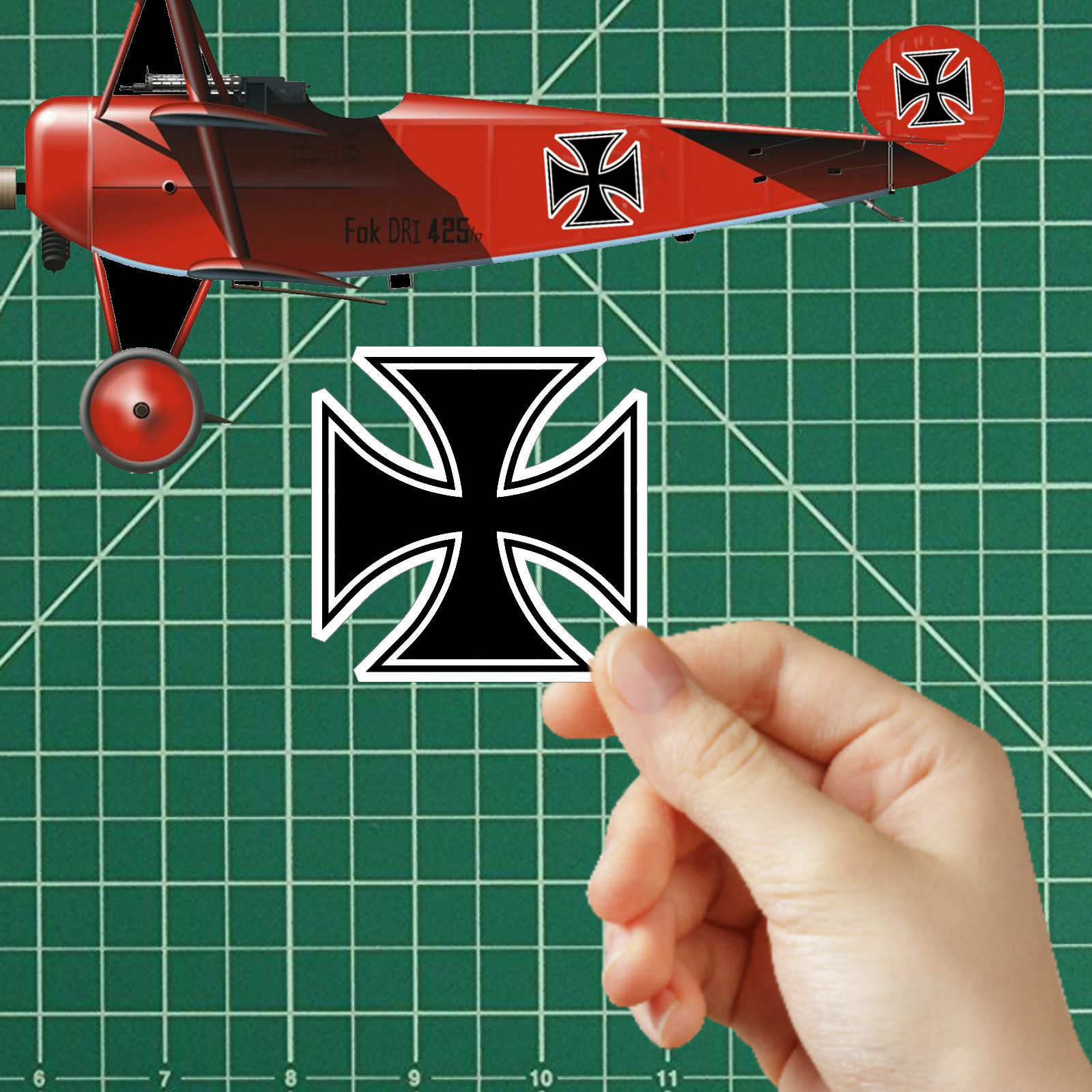 German Maltese Fokker Iron Cross Peel & Stick Stickers For RC Planes – Set of 10