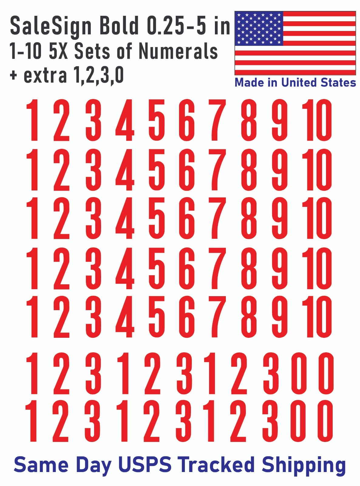 1-10 5x+ Sale Sign Outdoor Vinyl Decal Numbers for Address Mailbox Doors Lockers