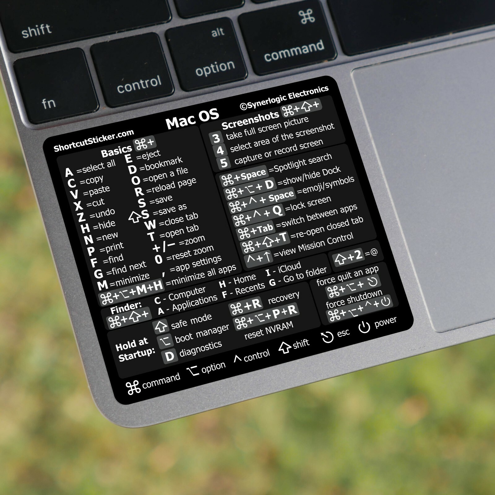 SYNERLOGIC Apple MacBook Shortcut Vinyl Sticker Mac OS commands