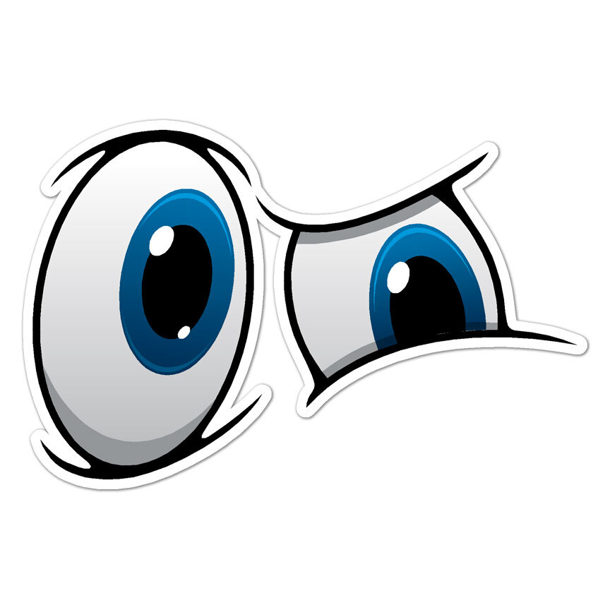 Cartoon Blue Eyes, Vinyl Decal Sticker, Indoor Outdoor, 3 Sizes, #8931