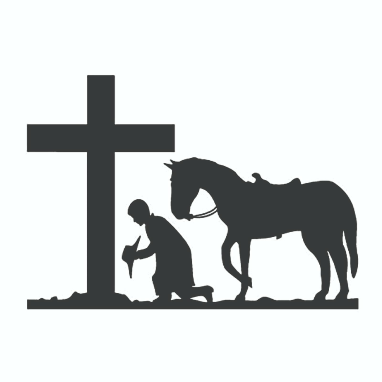 Preying Cowboy with Cross Bumper Sticker – Decal