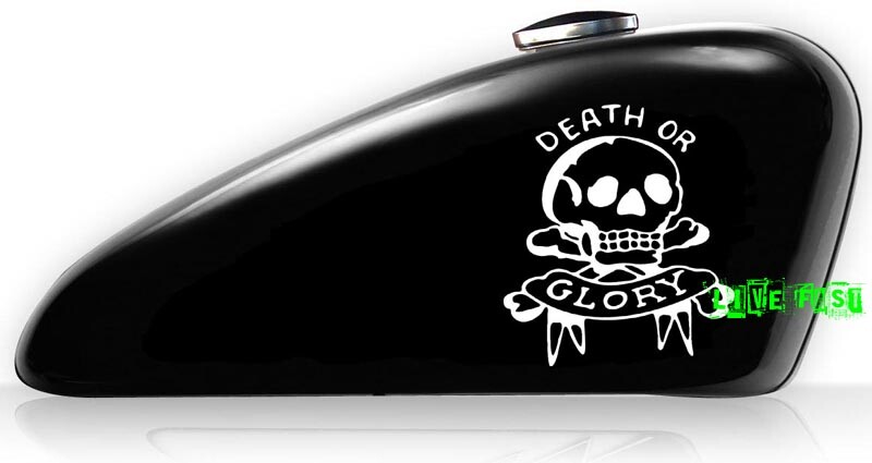 SKULL & CROSS BONES DECAL sticker outlaw biker motorcycle tank decal