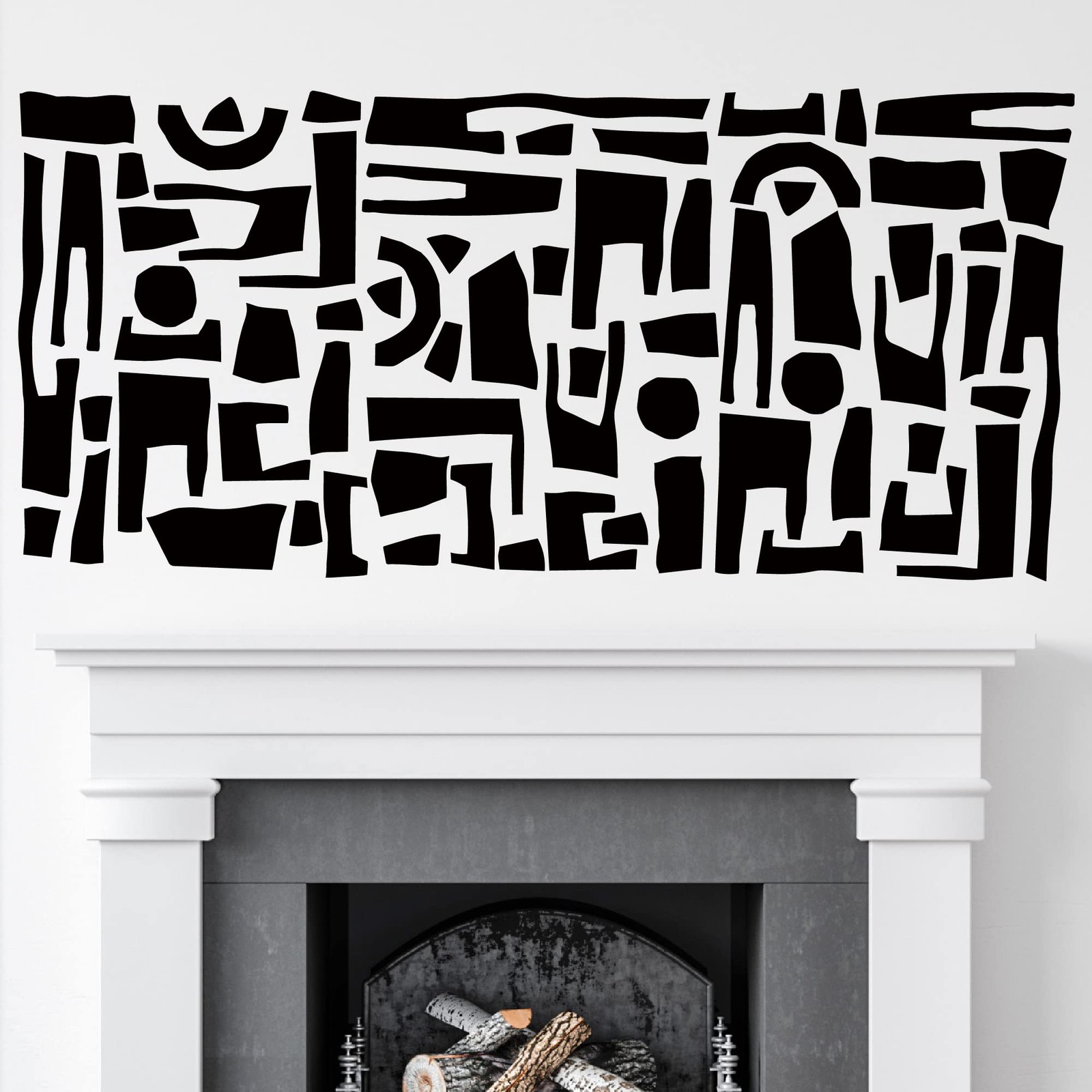 Peel and Stick Black Vinyl Abstract Wall Decals, Modern Geometric Minimalist …