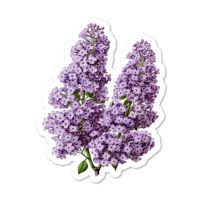 Lilacs Botanical Vinyl Sticker, Water Resistant, Scrapbooking, Laptop, 2 Sizes