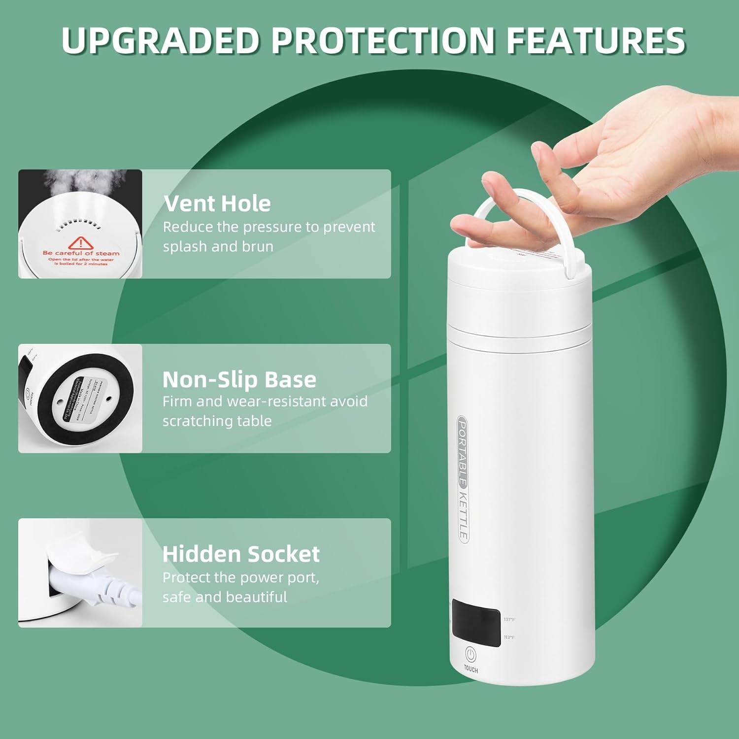 Travel Electric Kettle Small Portable Mini Water Boiler with 4 Temp Control