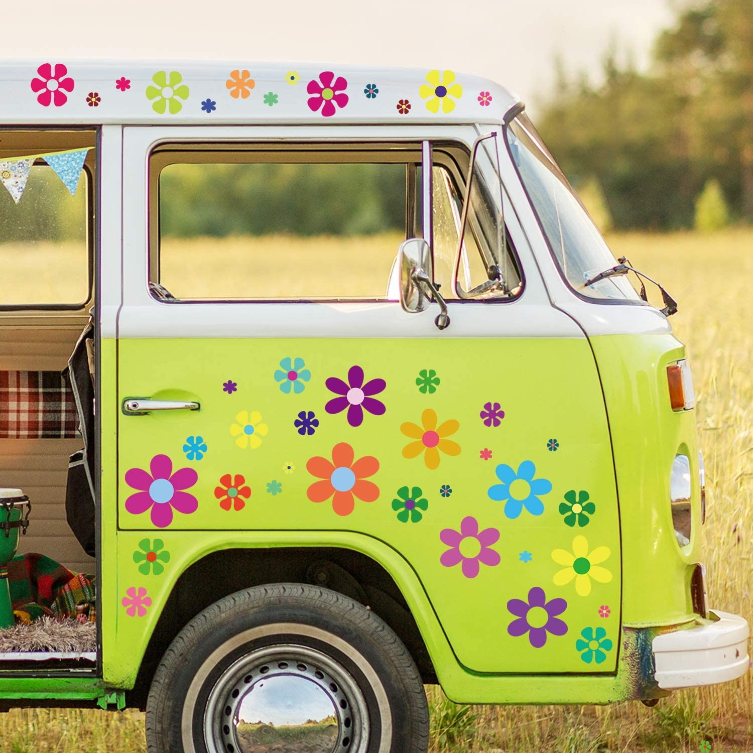 12 Sheets Flower Car Decals Daisy Stickers Flower Car Sticker Self Adhesive Viny