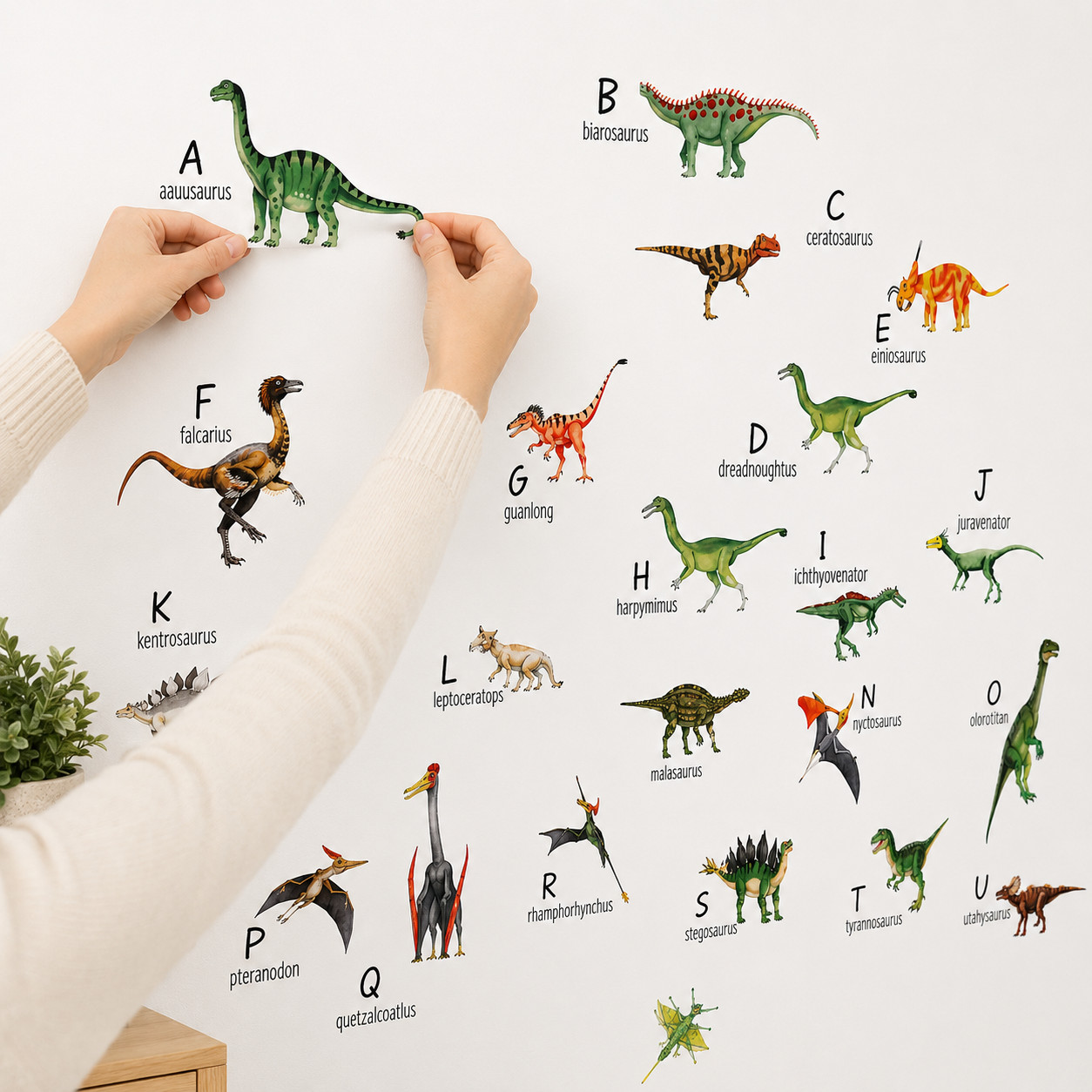 Dinosaur Alphabet Wall Stickers Kids Room Dinosaur Playroom Wall Decor Stickers