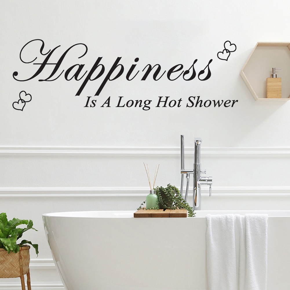 Brand New Wall Sticker 25*75cm Happiness Is A Long Hot Shower Home Decor