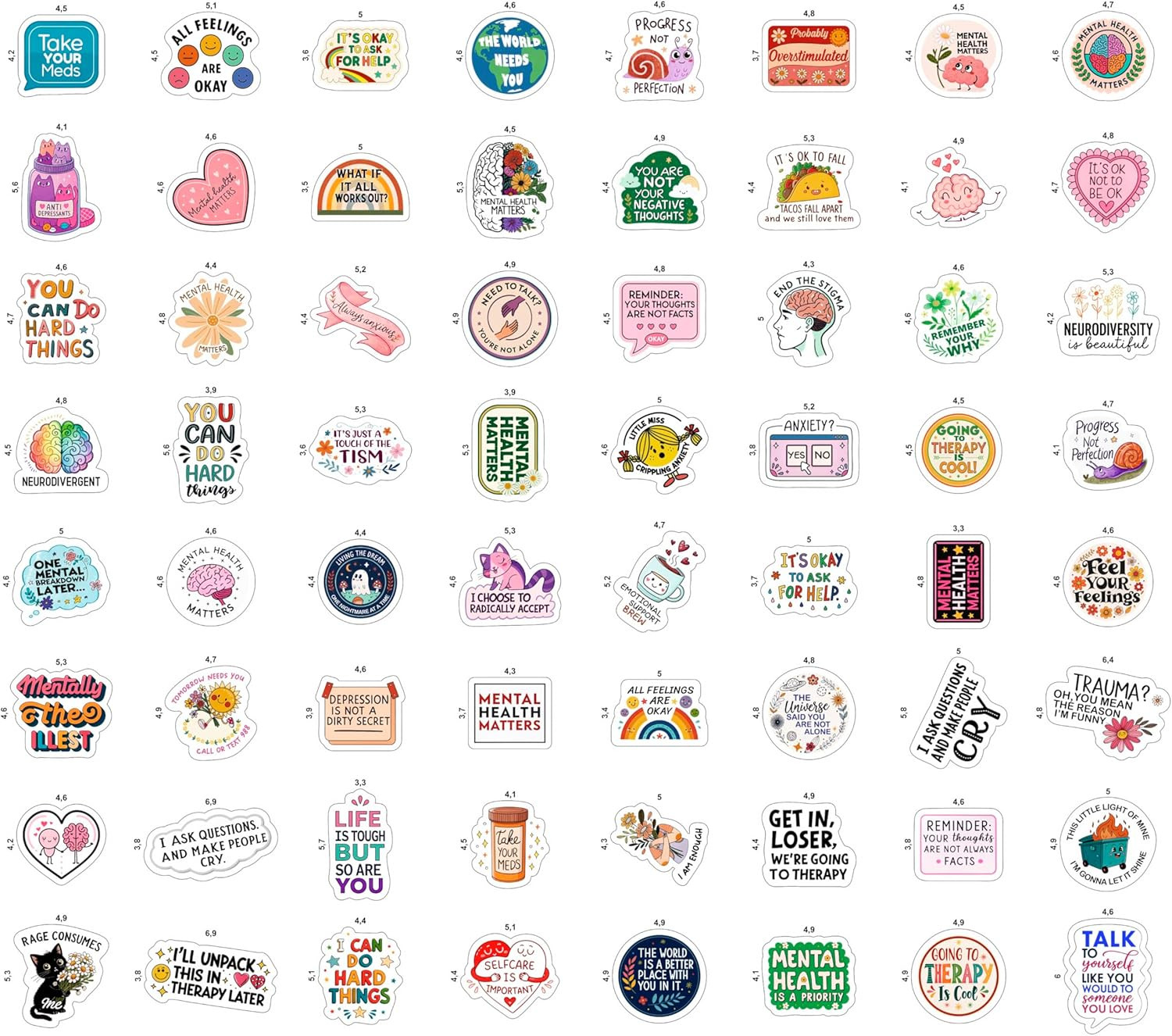 100Pcs Mental Health Stickers for Adults, for Water Bottle – Mental Health Aware
