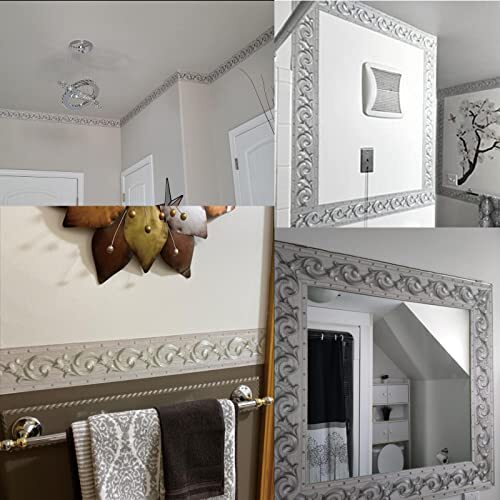 Silver Wood Grain Self Adhesive 3D Peel and Stick Waterproof Wall Border Sticker
