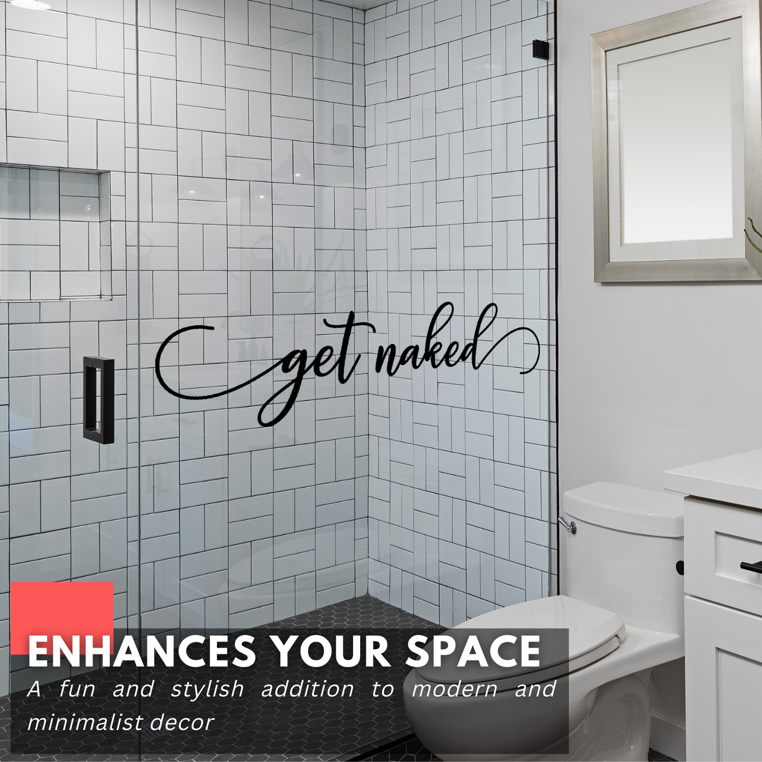 Funny Wall Decal – Get Naked – Bathroom Decor, Home Humor, Shower Wall Art