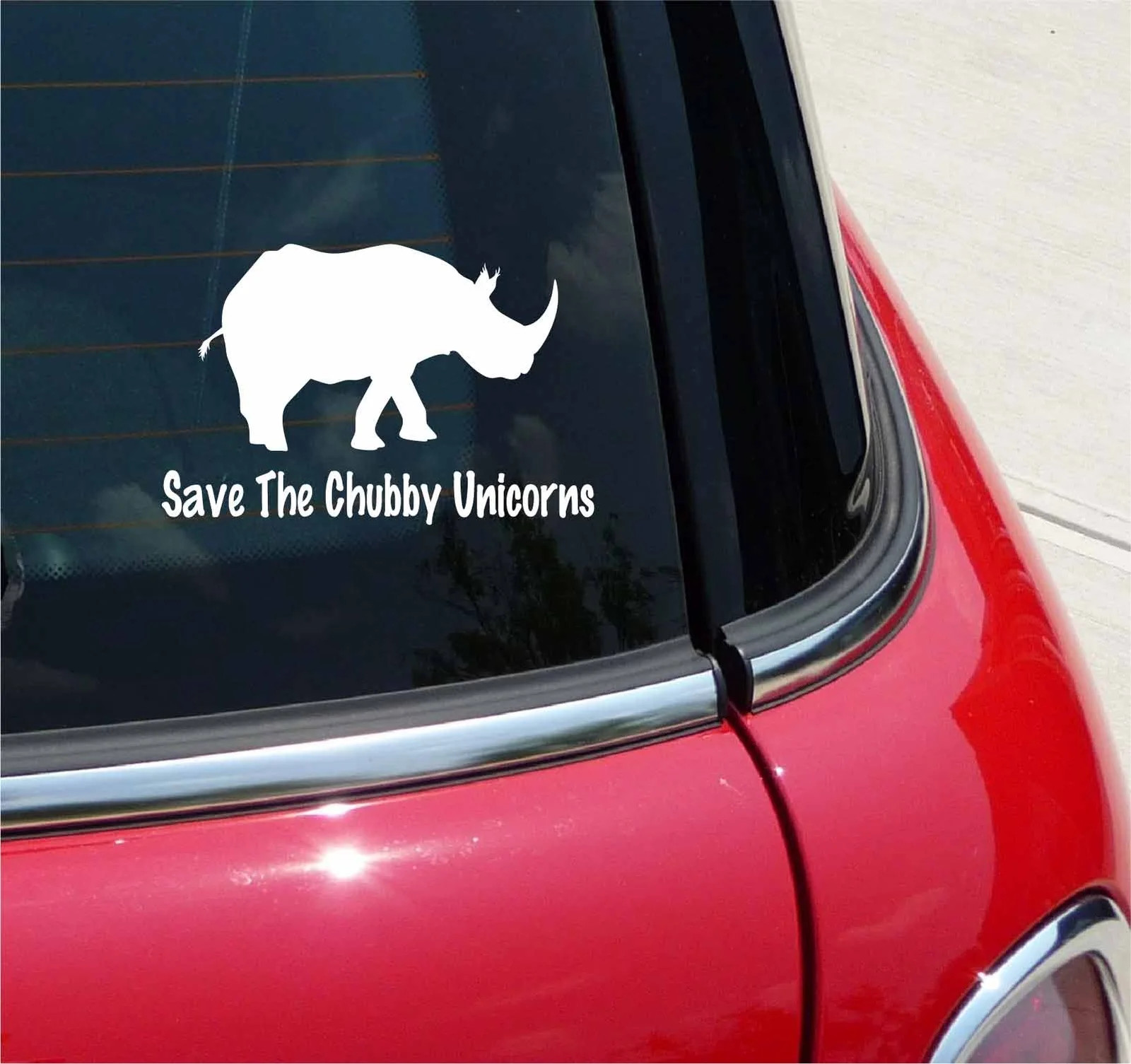 Save The Chubby Unicorns Rhino Rhinoceros Horn Funny Graphic Decal Sticker