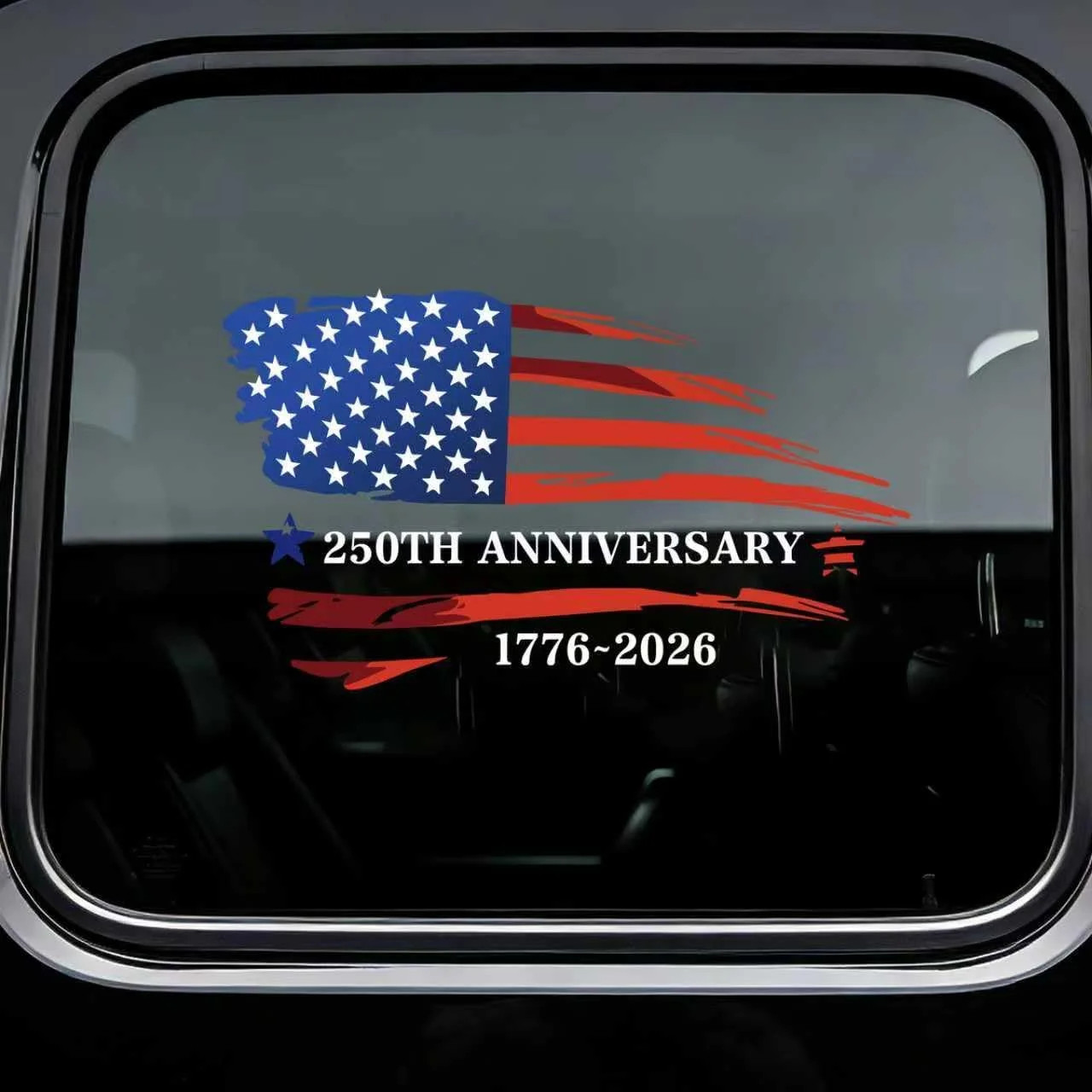 2 Pack America 250th Anniversary 1776-2026 Car Window Decals, American Flag Viny