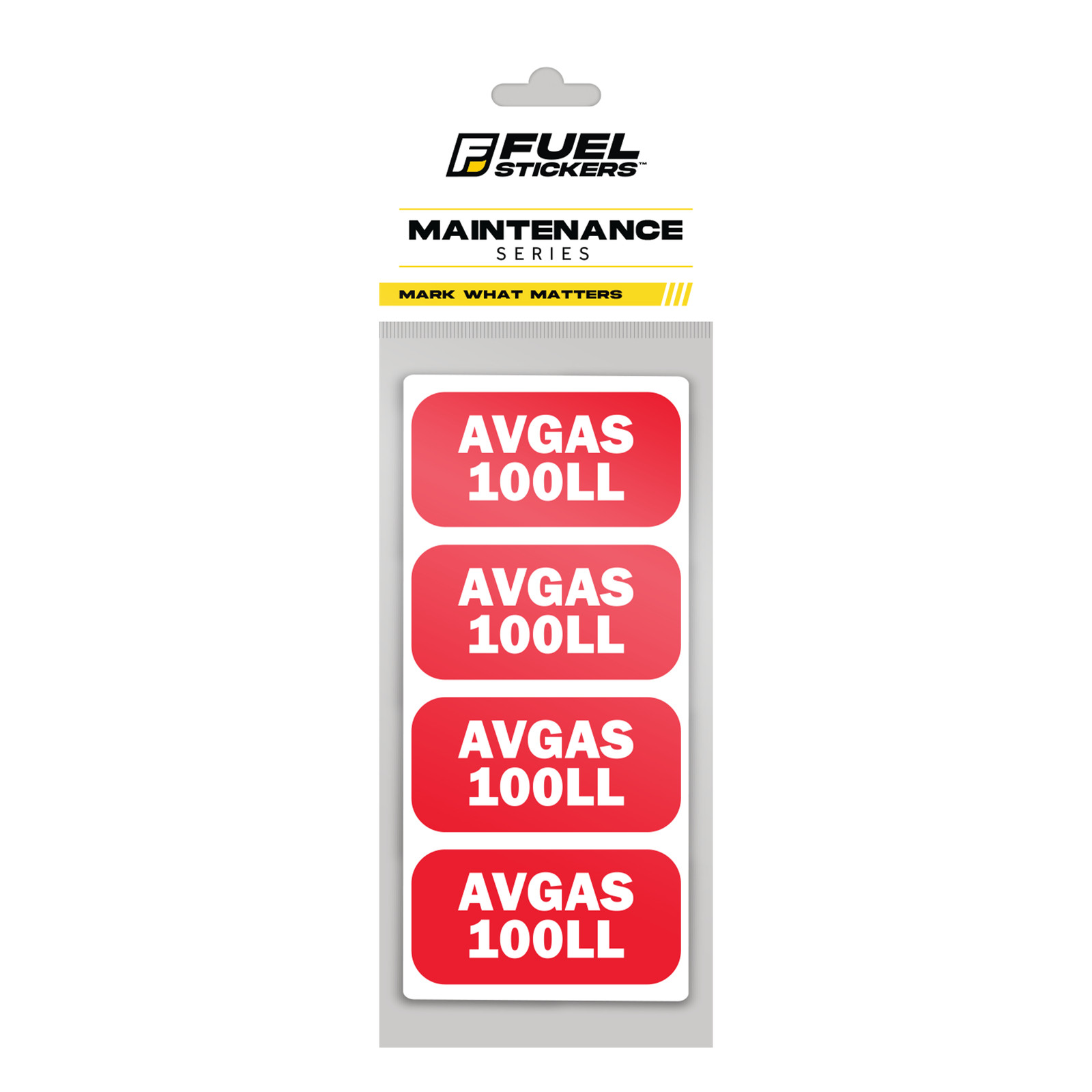 AVGAS 100LL Stickers | 2×1 Fuel Labels | 4 Pack