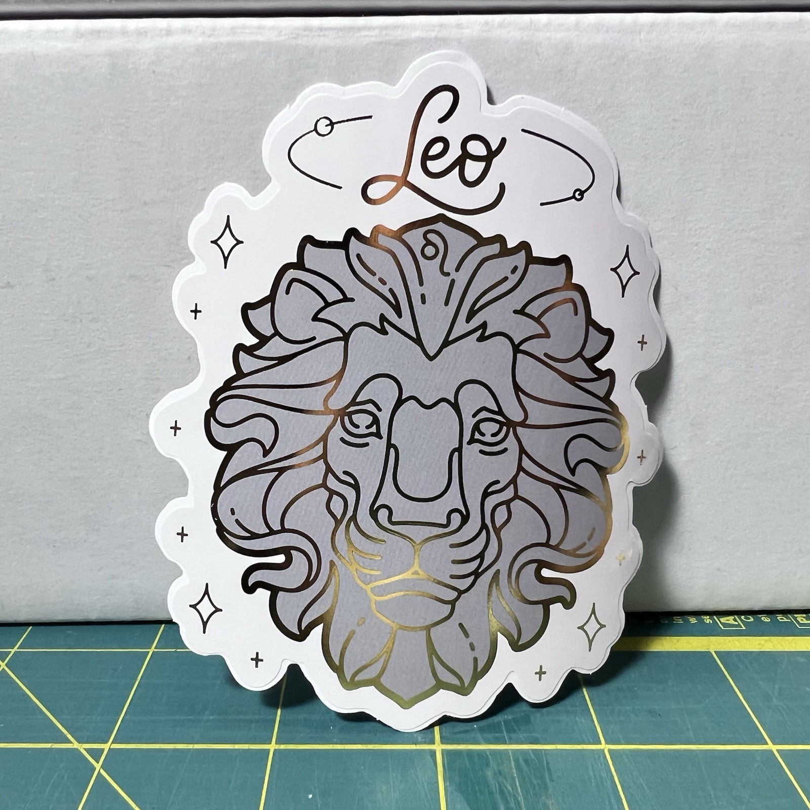Leo Vinyl Diecut Sticker UV Fade Resistant Dishwasher Safe 3.5” X 3.5”
