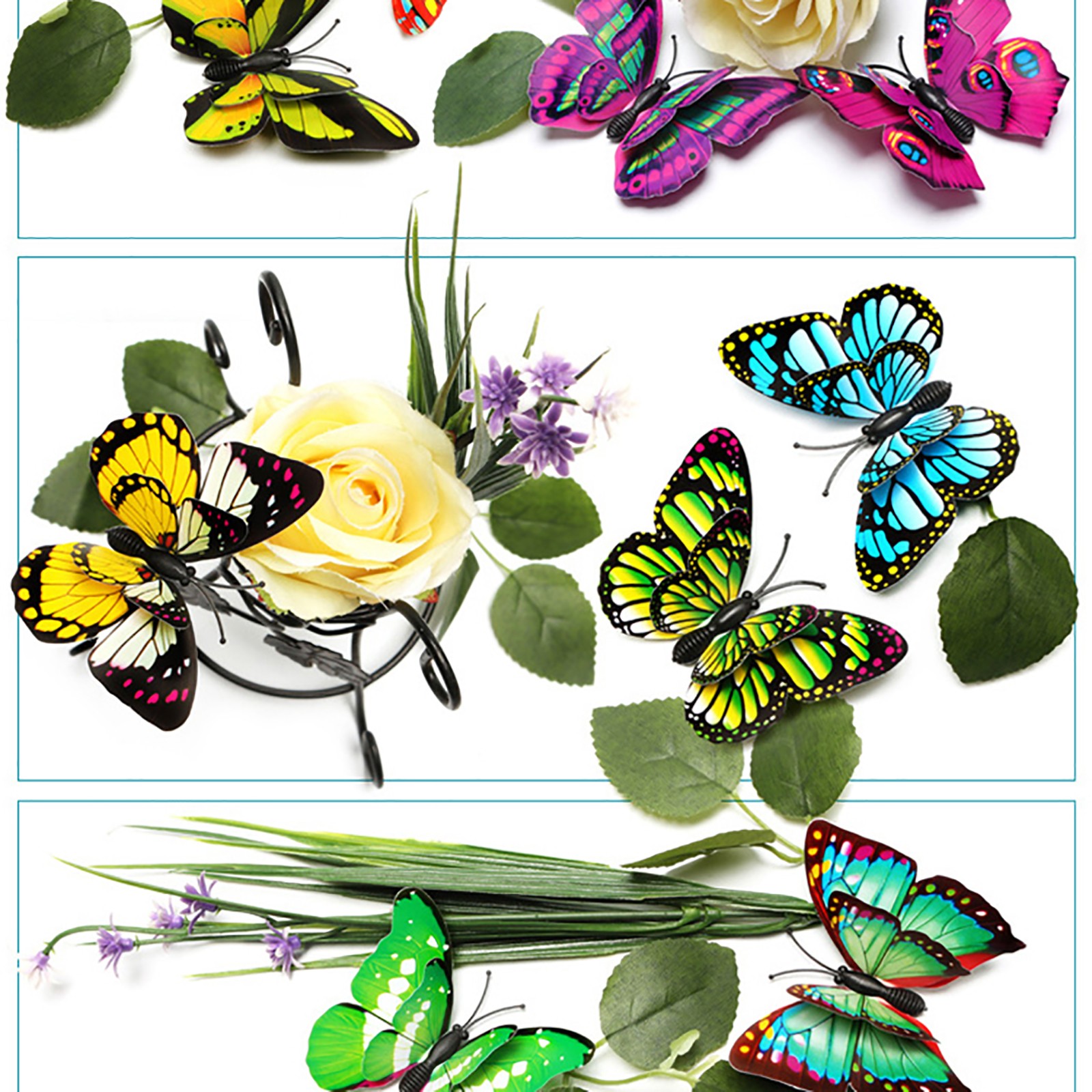 7cm 3D Mixed Color Double Layer Butterflies With Magnet Home Decoration Stickers