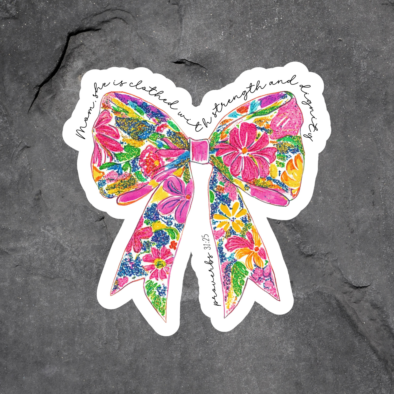 Mom Life Sticker Vinyl Decal Floral Bow Mother Strength Love Gift Cute
