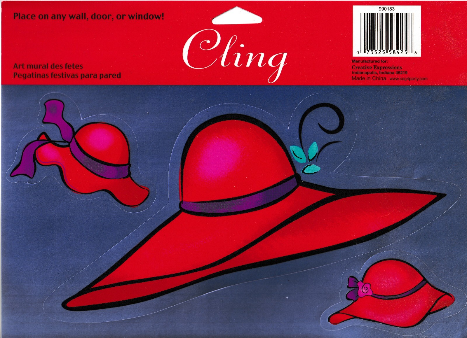 Red Hat Window Clings / Creative Expressions / Window Decal / Novelty Gift