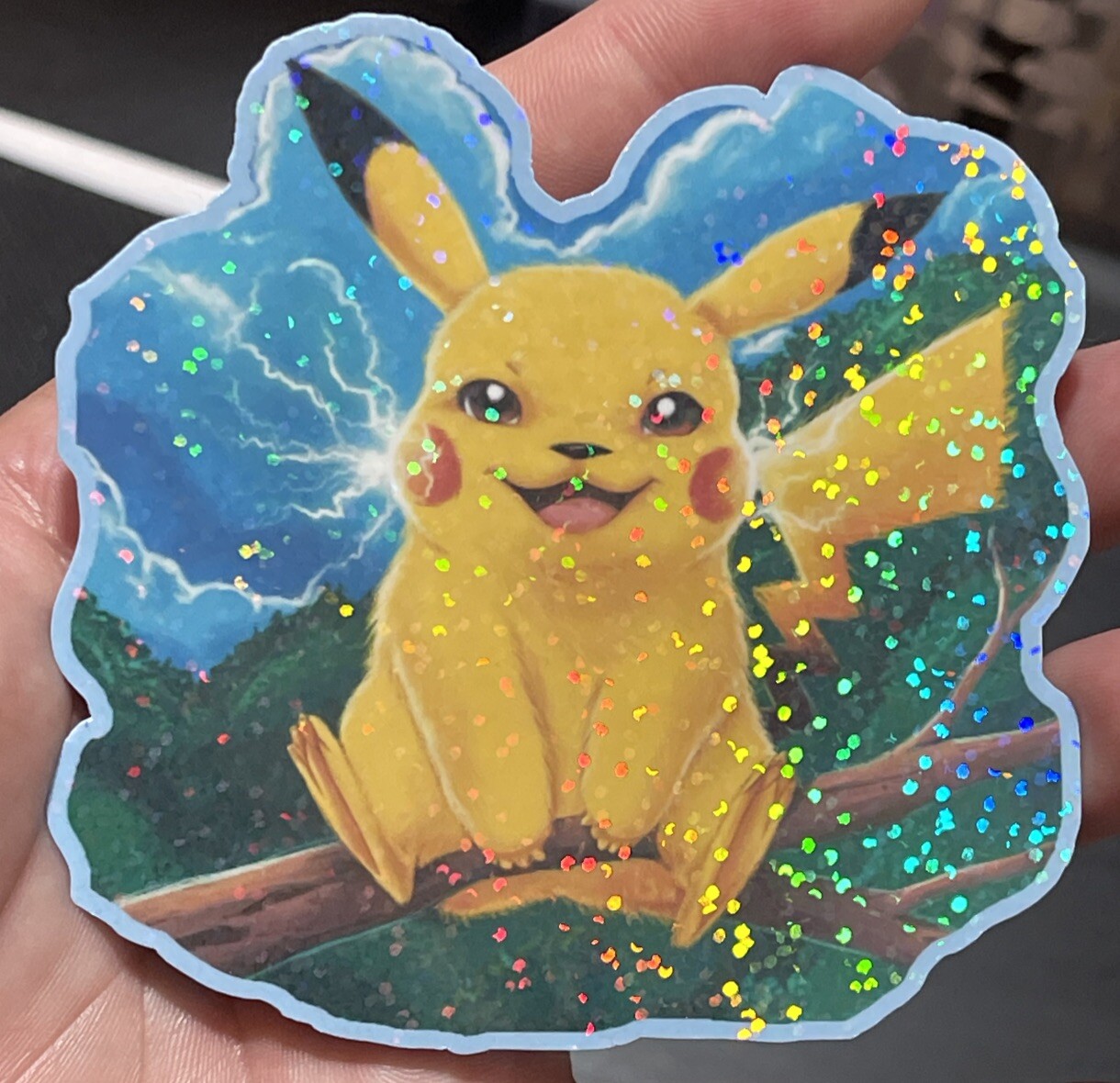 Pokemon Pikachu Glittery Foil Sticker Stick On Appliances, Laptops,GameCon