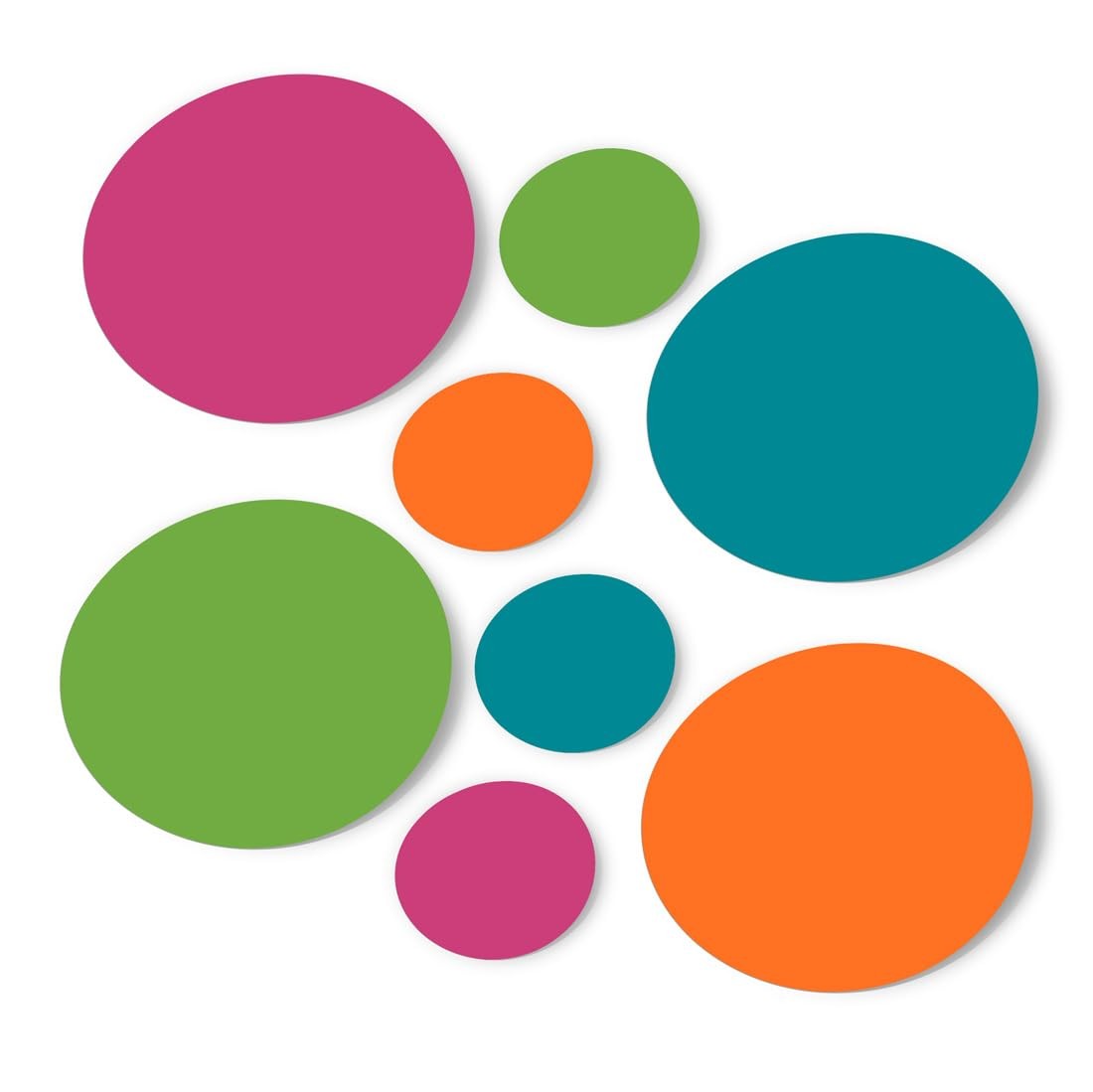 Hot Pink/Lime Green/Orange/Turquoise Vinyl Wall Stickers – 2 & 4 inch Circles…